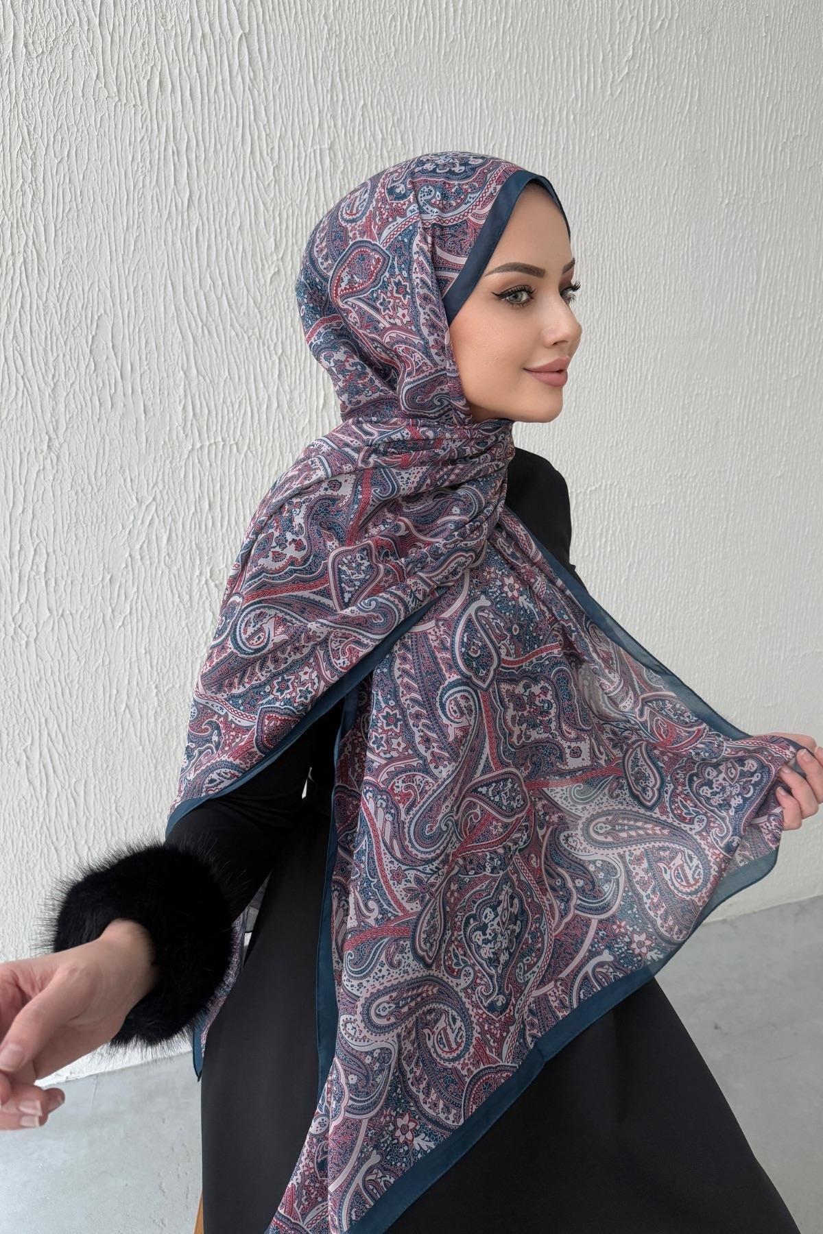 Lacivert Harmoni Modal İpek Şal