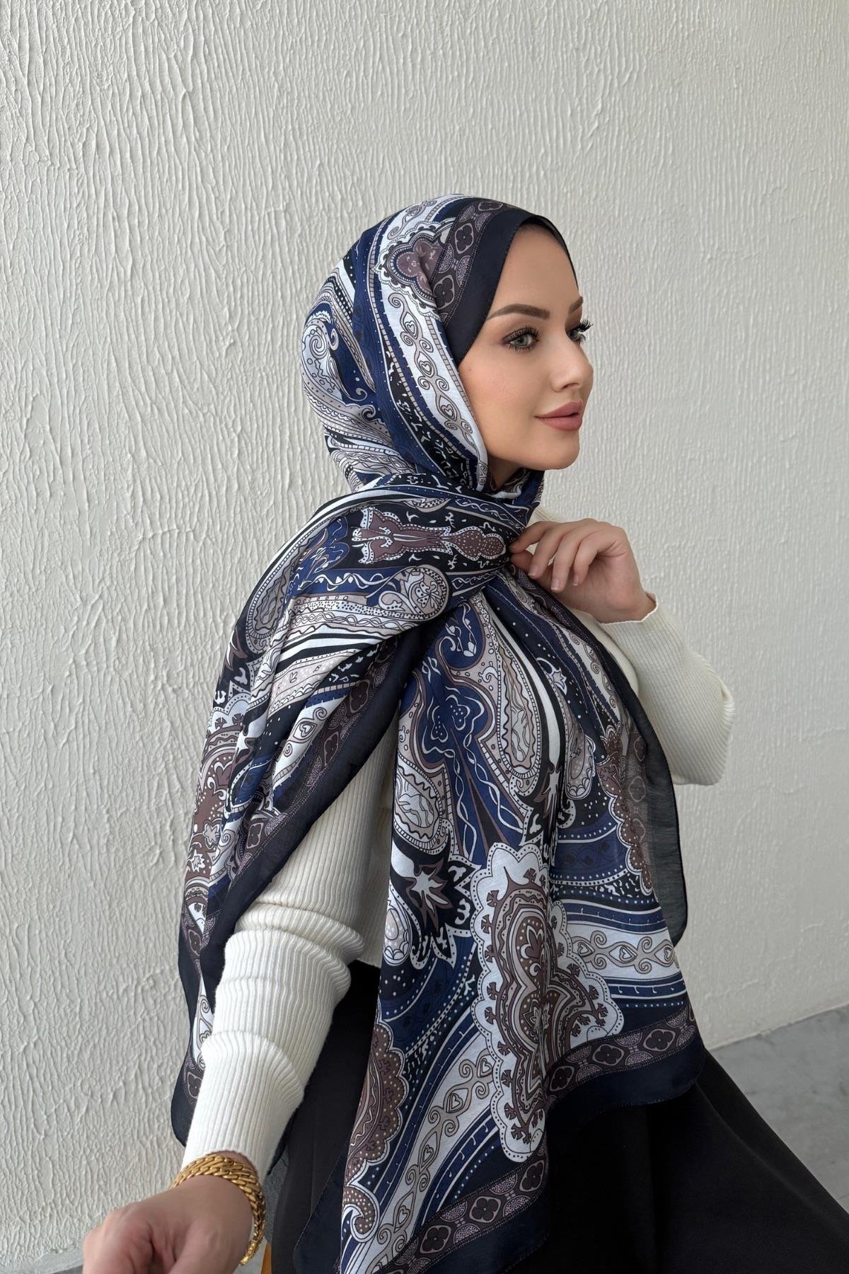 Lacivert & Kahverengi Etro Soft Şal