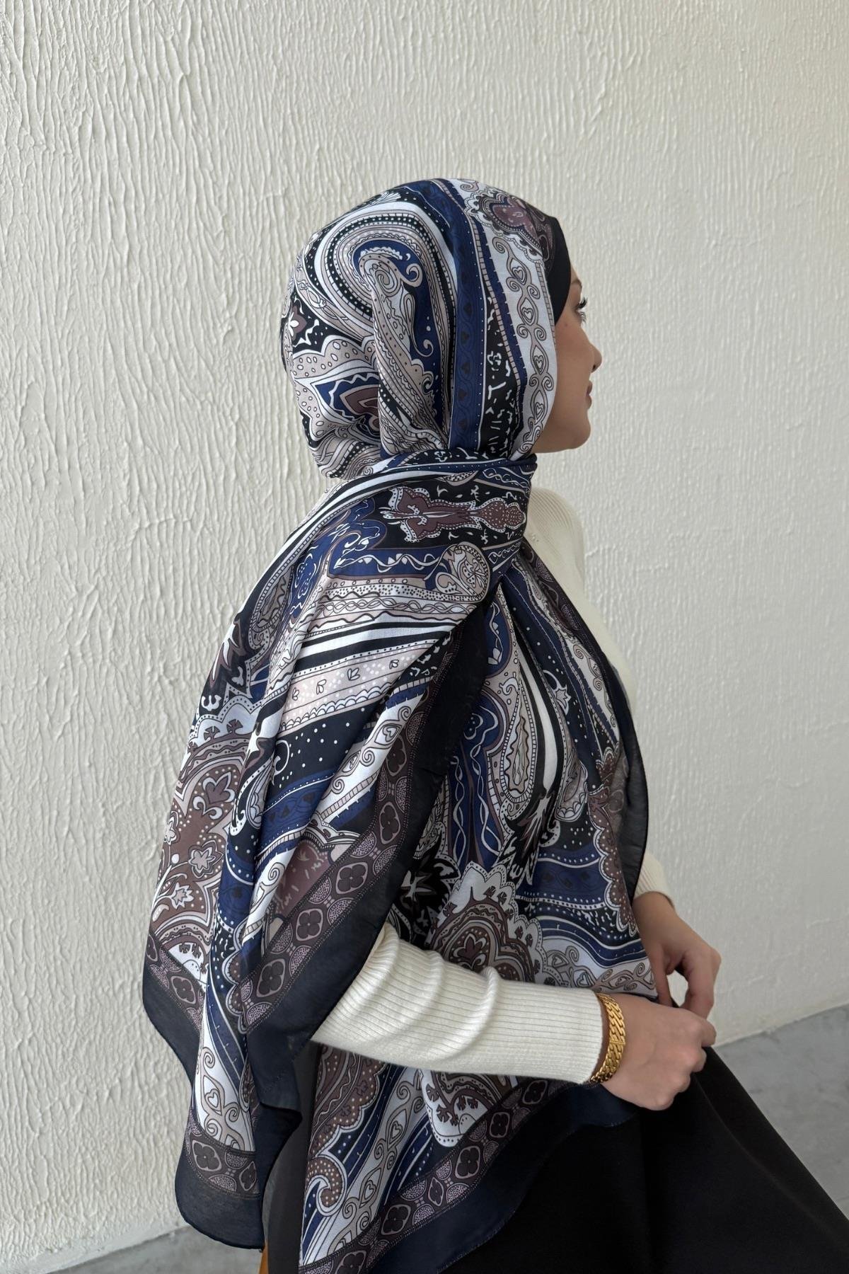 Lacivert & Kahverengi Etro Soft Şal