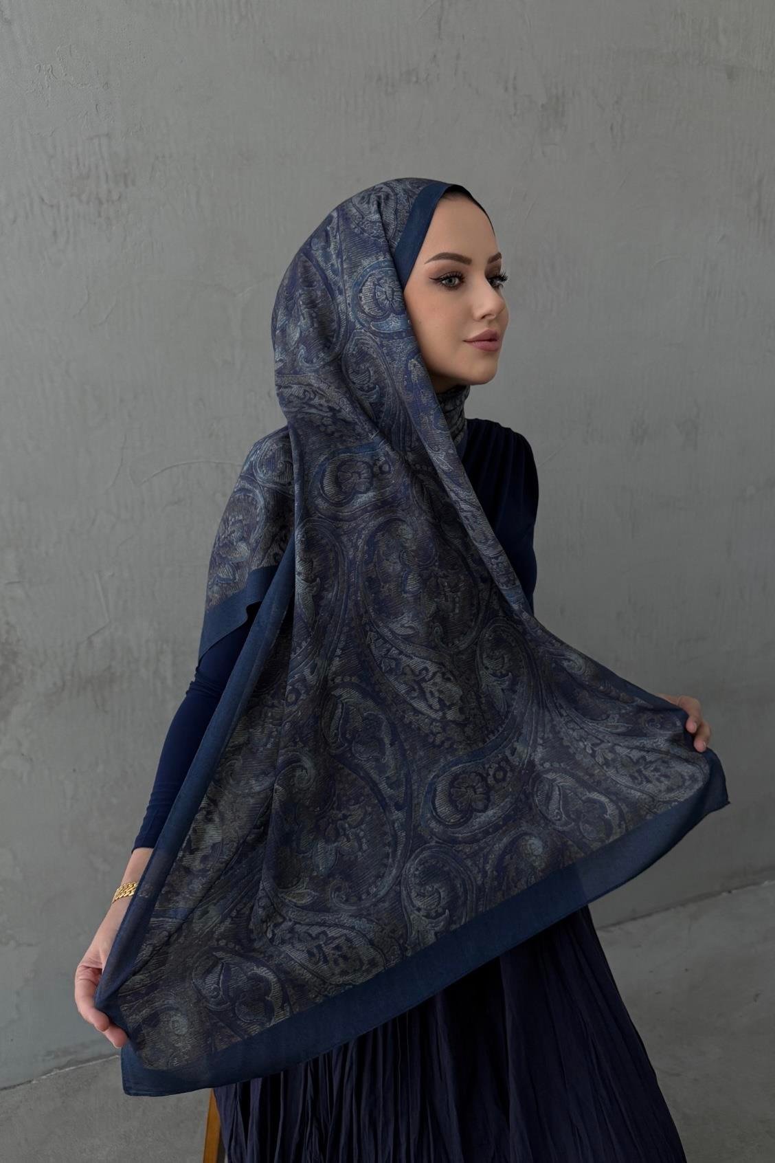 Lacivert Koza %100 Pamuk Şal