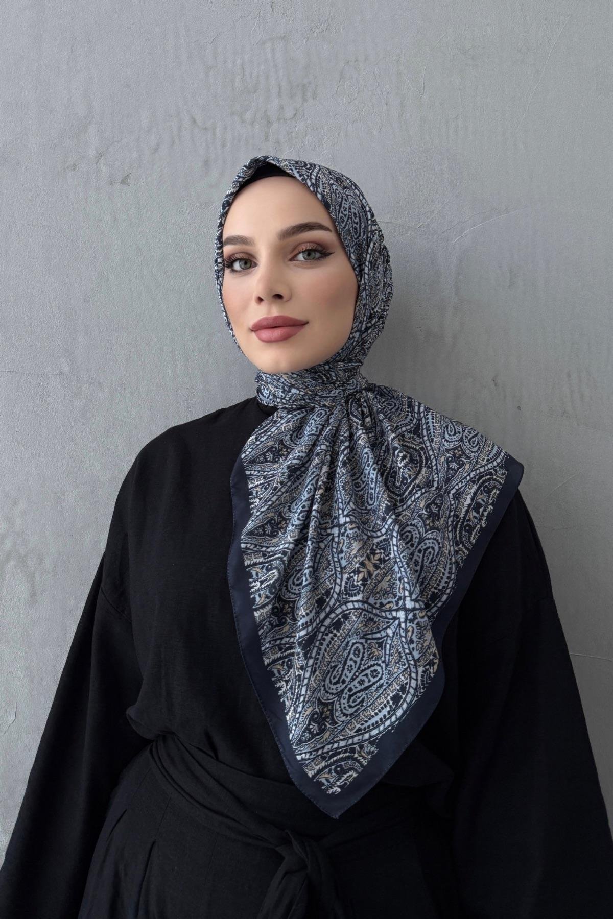 Lacivert Loresa Modal İpek Eşarp