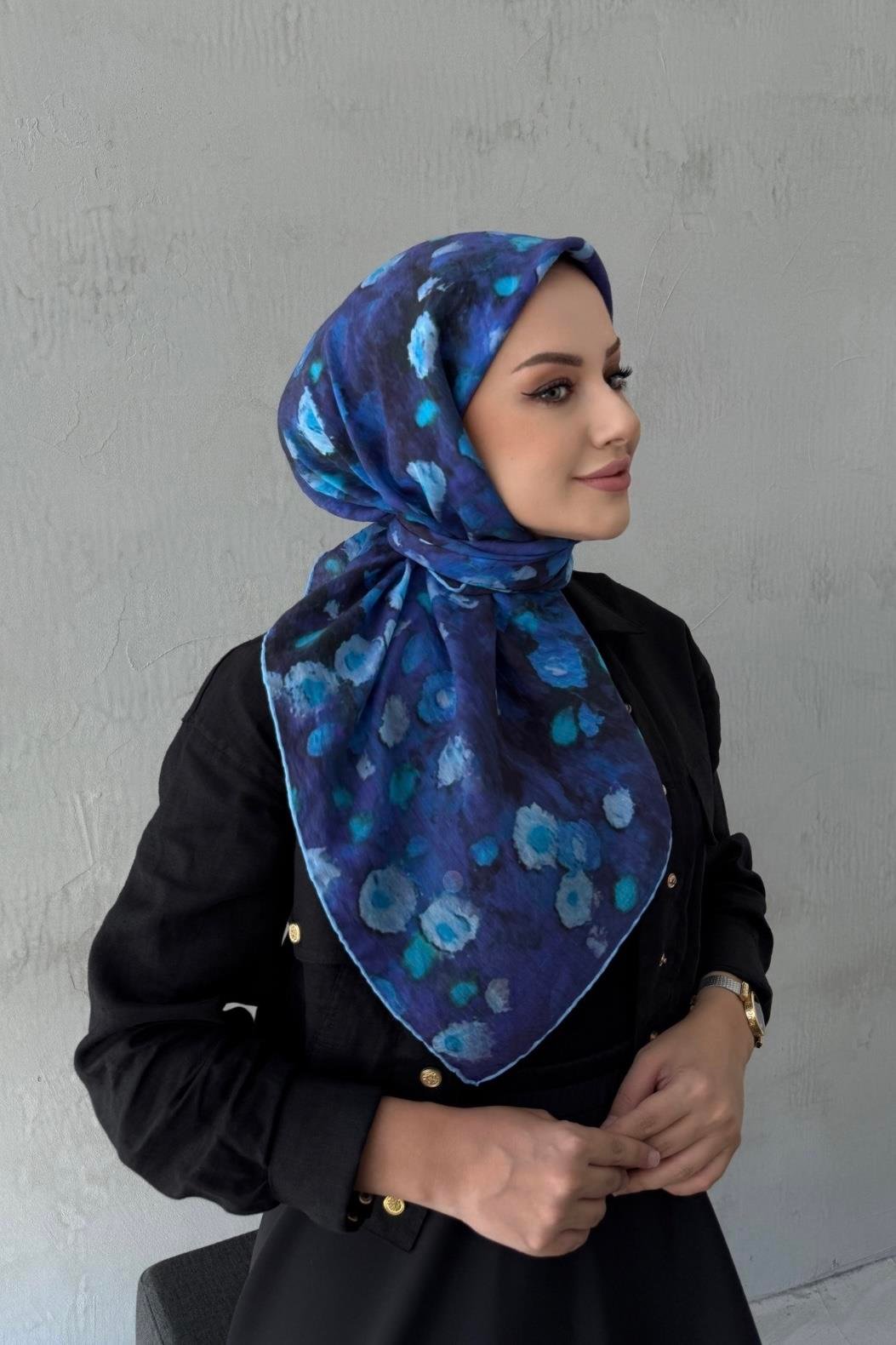 Lacivert Merlin Tencel Eşarp