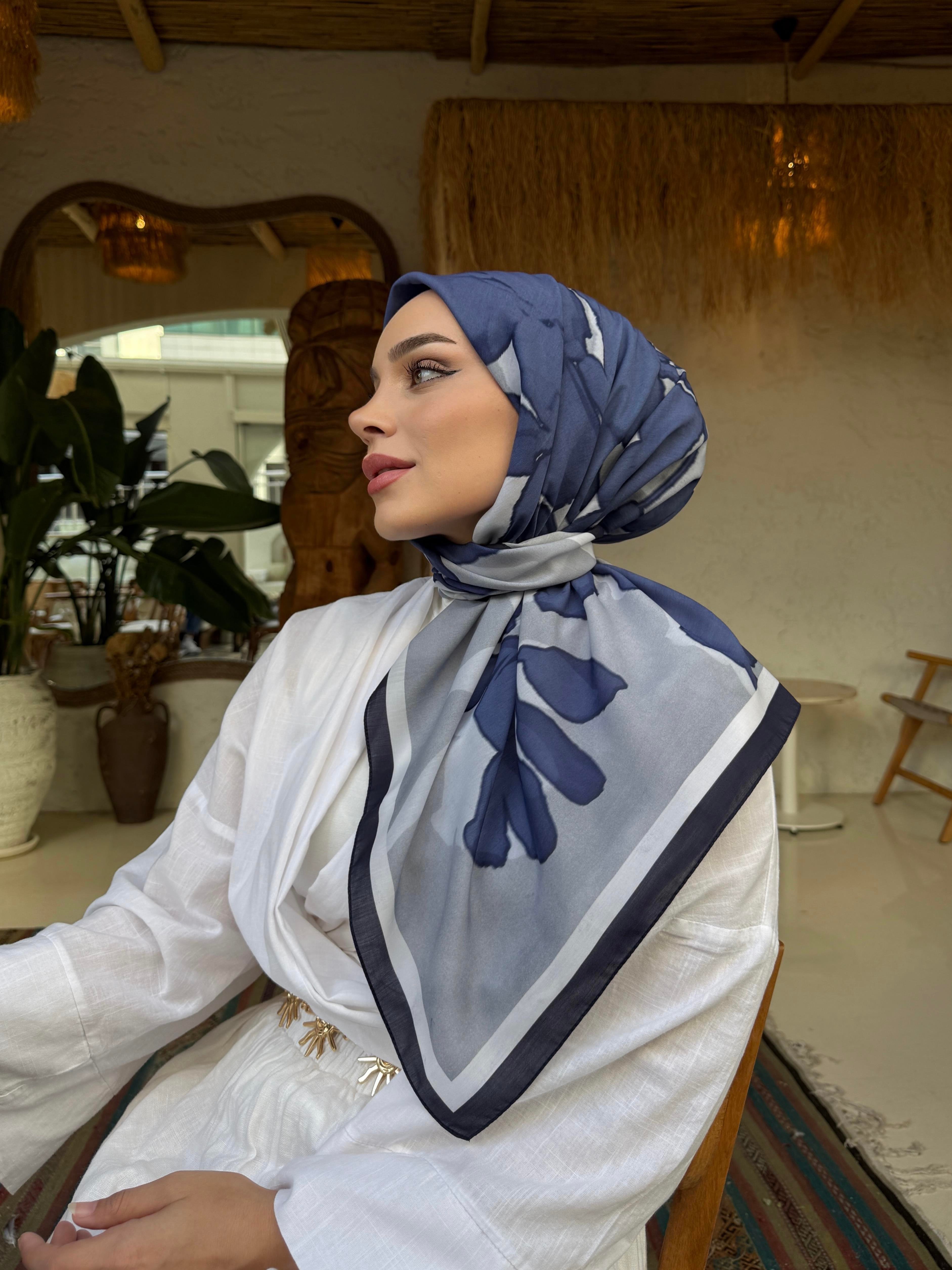 Lacivert Rahven Modal İpek Eşarp