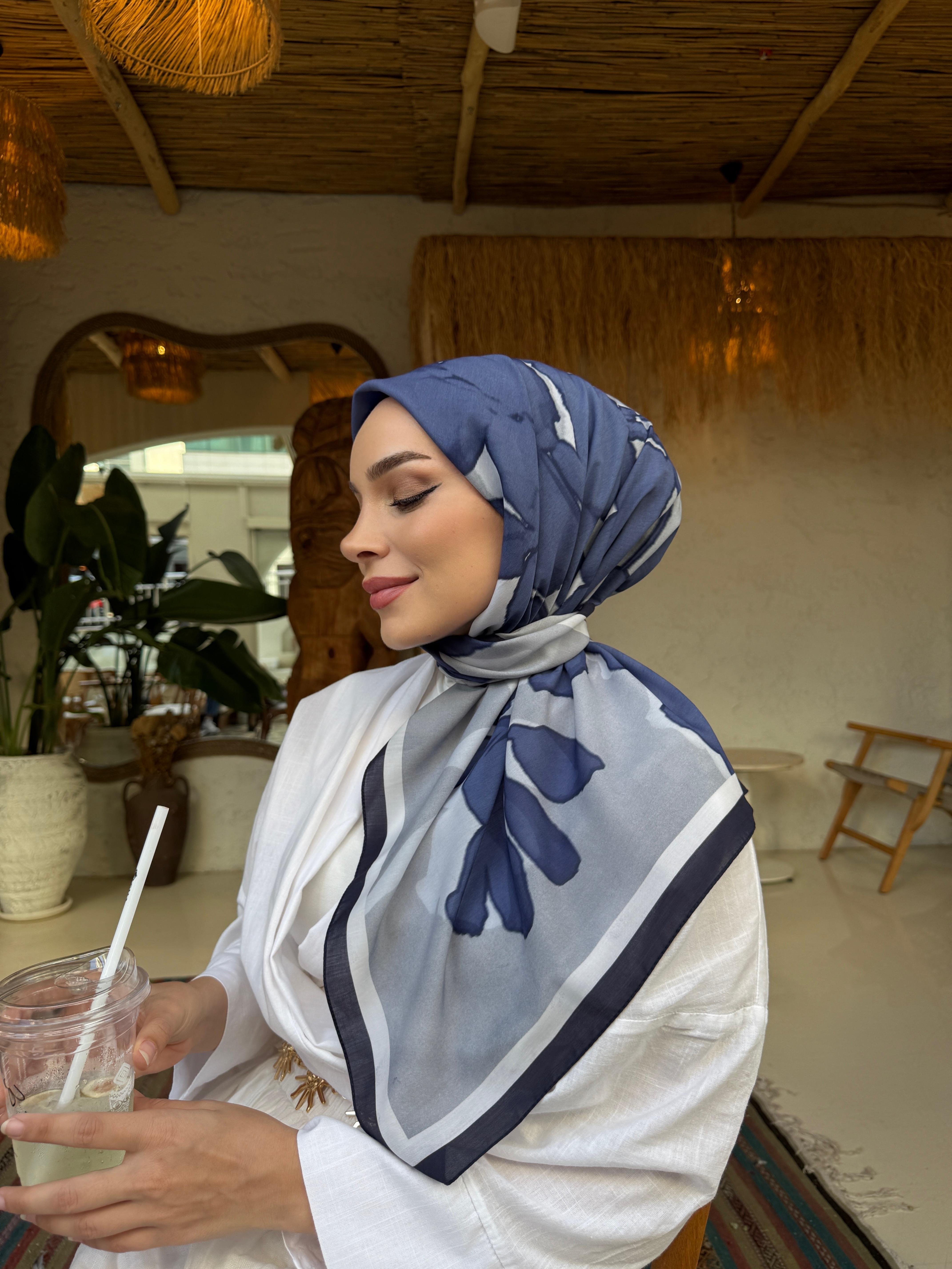 Lacivert Rahven Modal İpek Eşarp