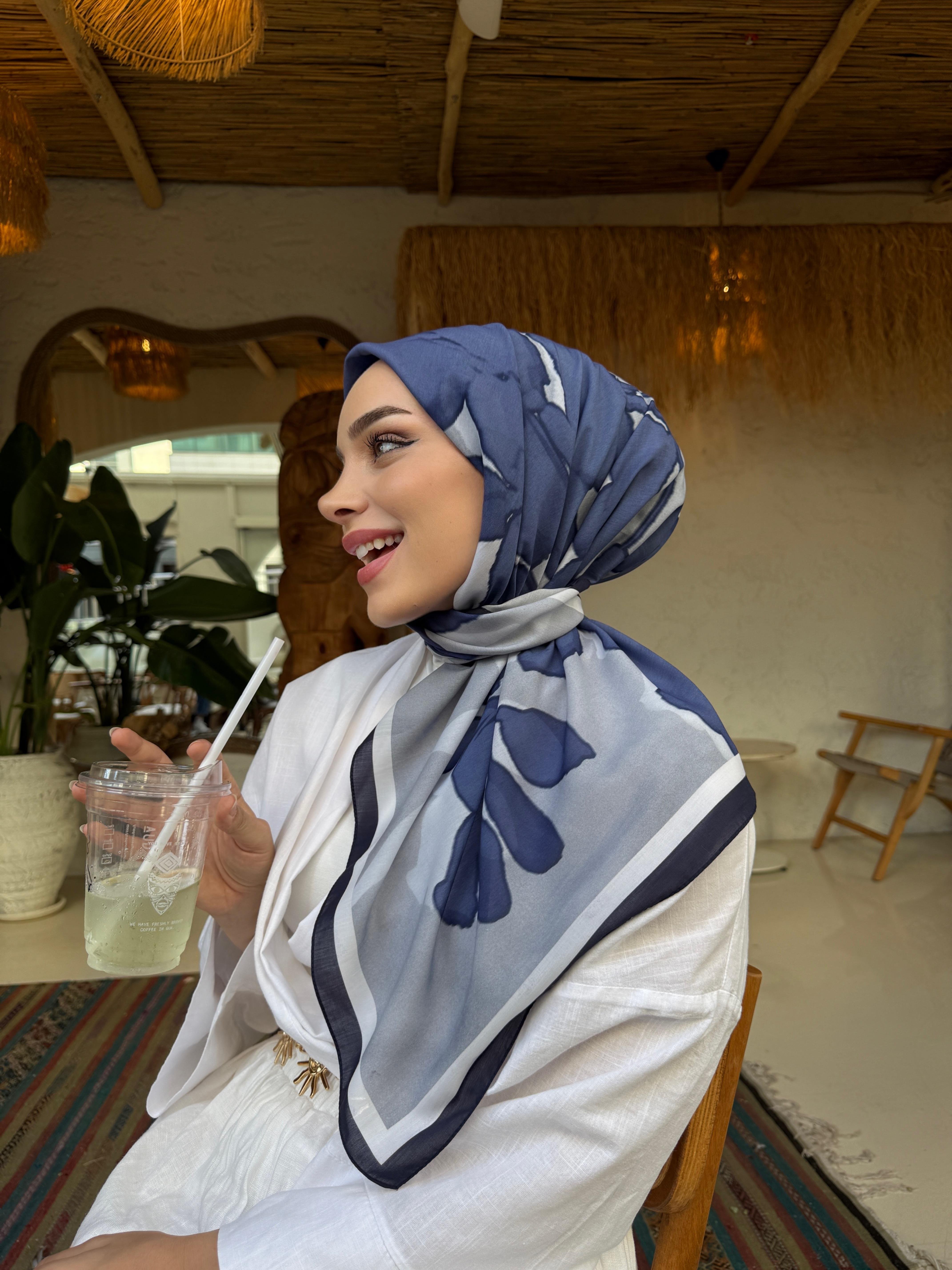 Lacivert Rahven Modal İpek Eşarp