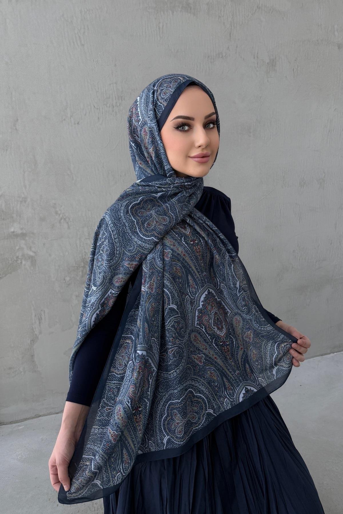 Lacivert Sufra Modal İpek Şal