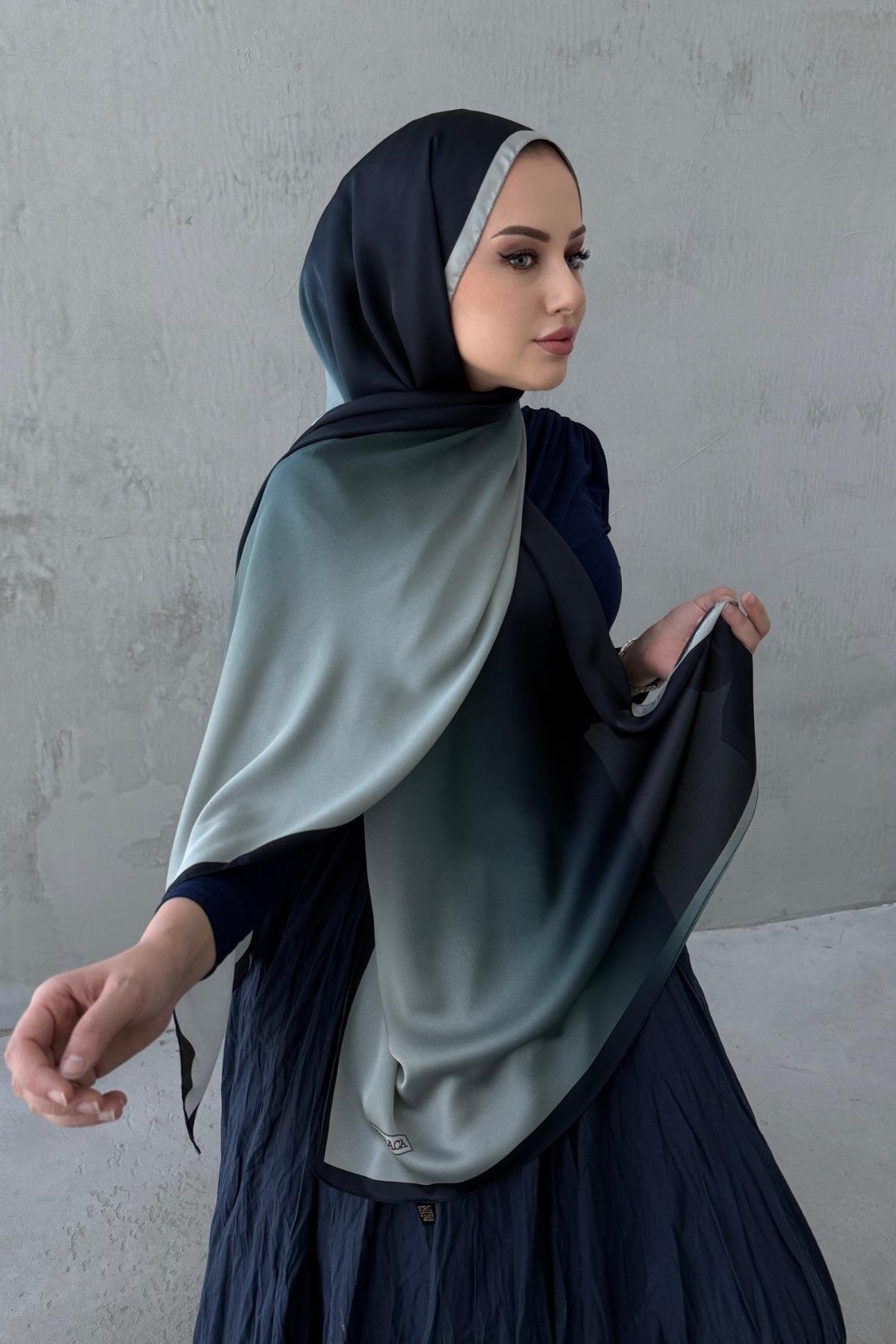 Lacivert&Taş Degrade Şal