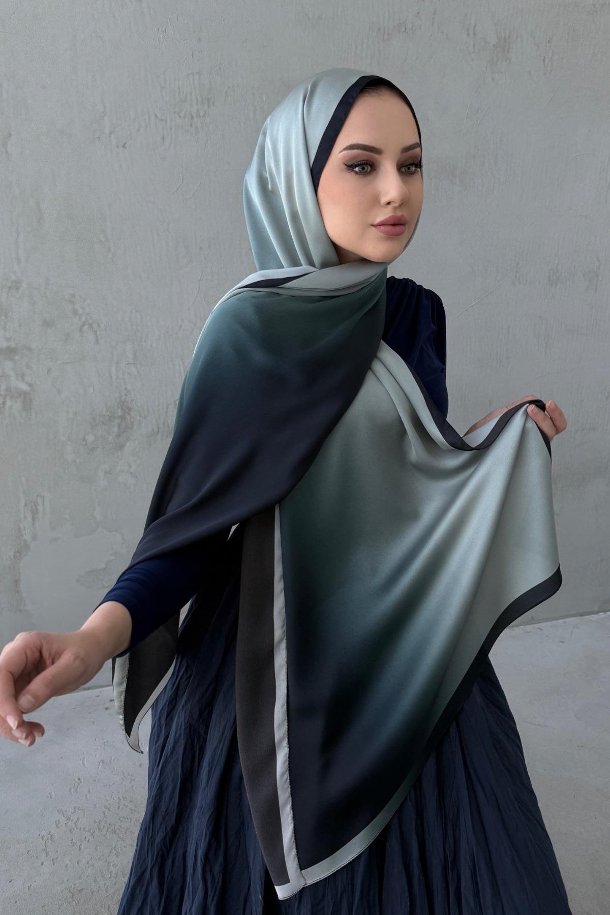 Lacivert&Taş Degrade Şal