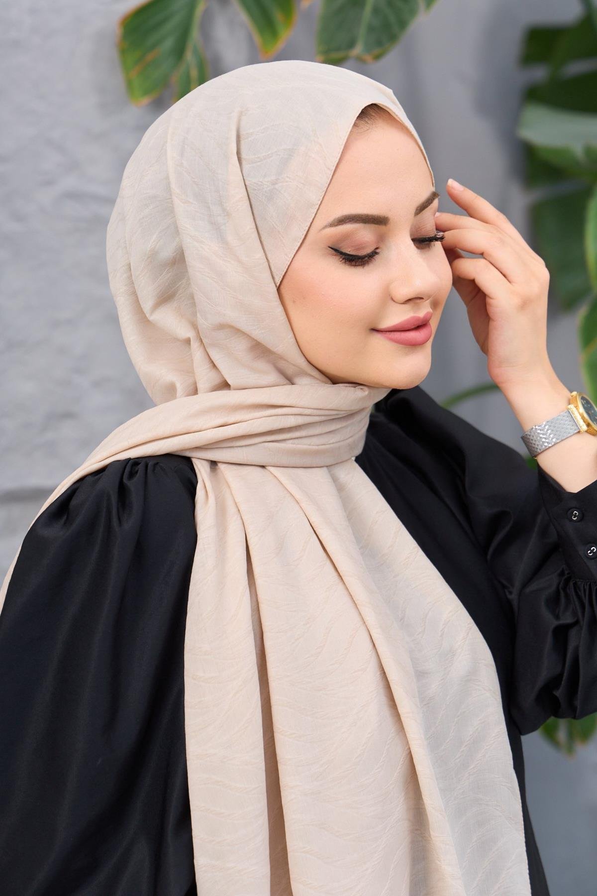 Latte Kendinden Desenli Fresh Şal