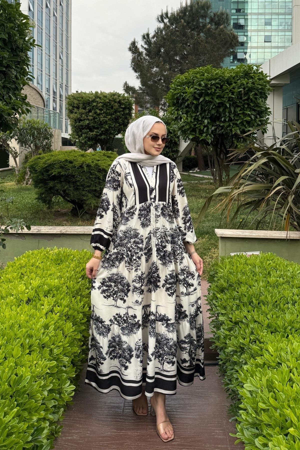 Leyla Viskon Elbise Siyah