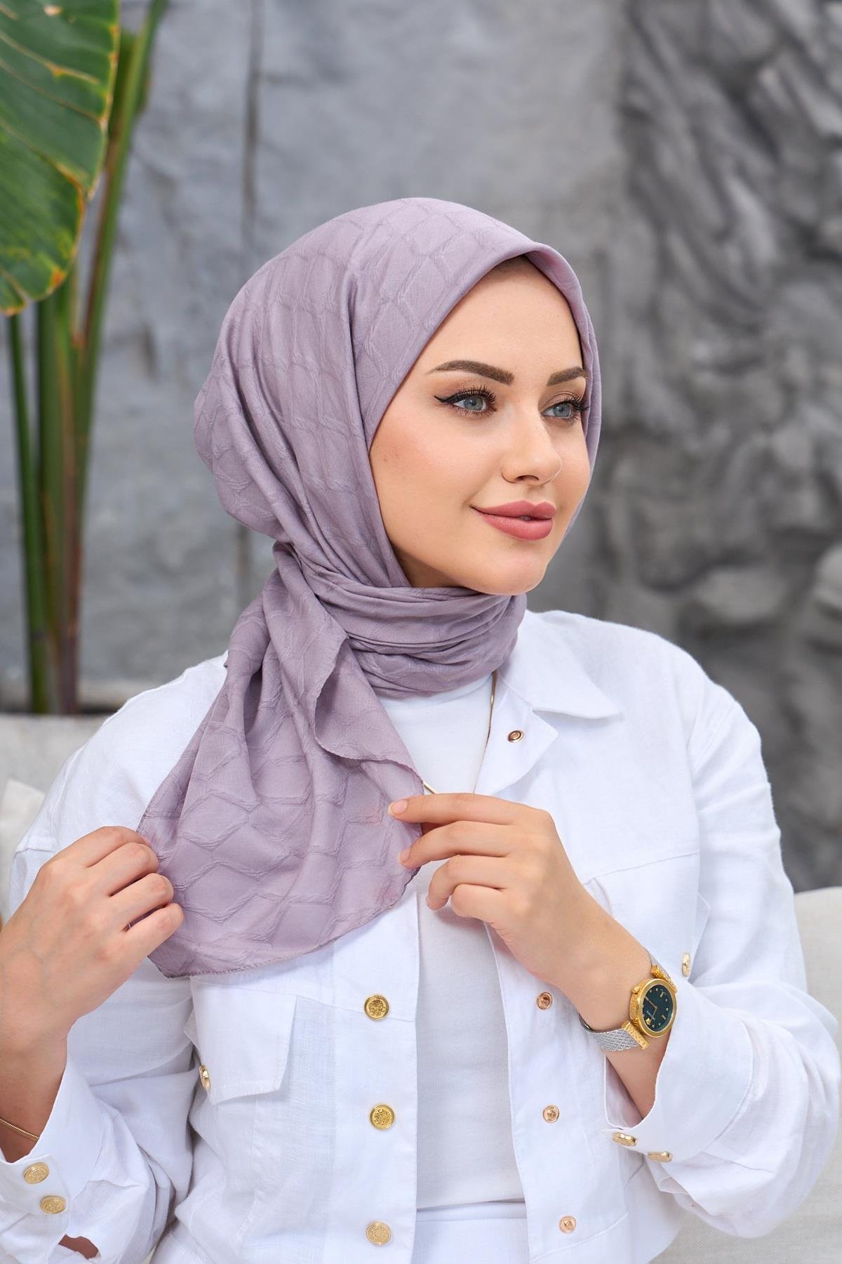 Lila Bambu Jakar Eşarp