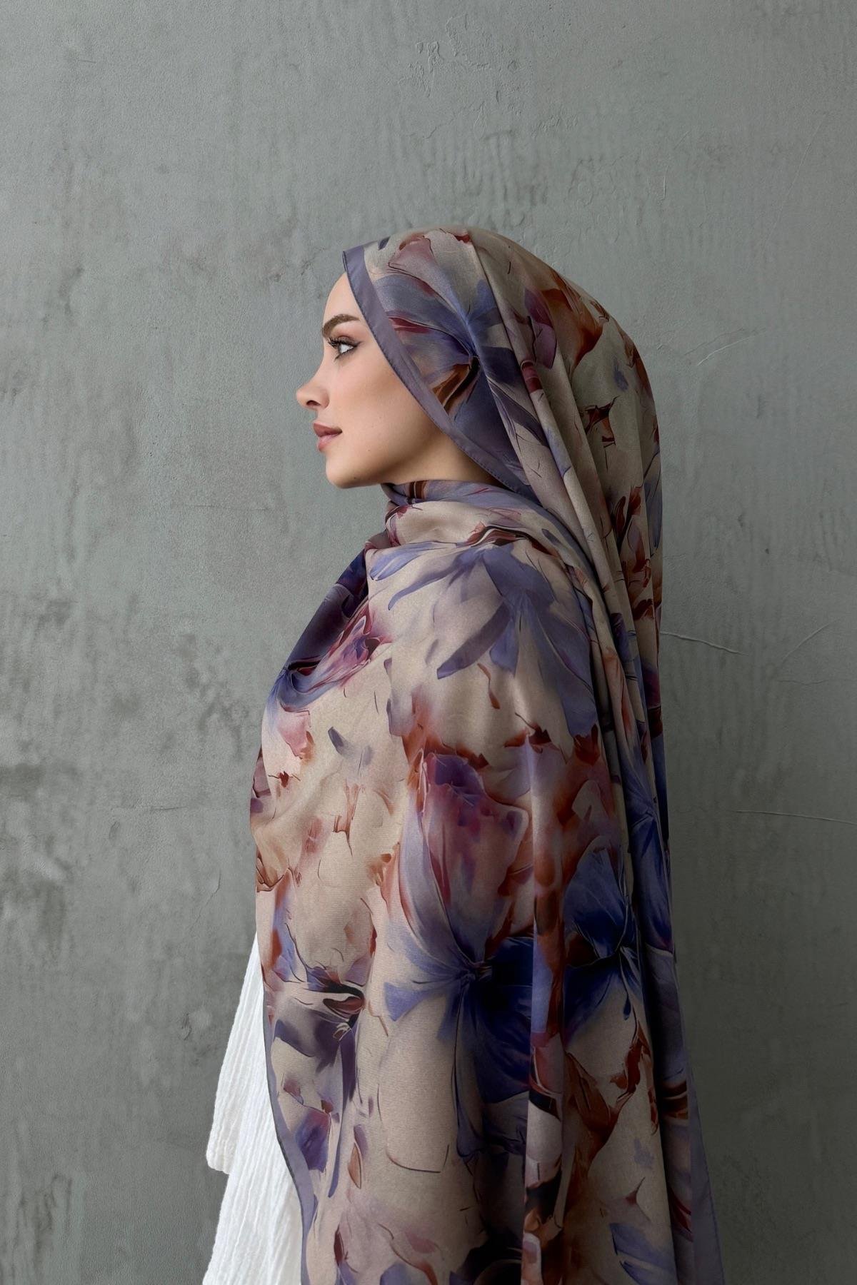 Lila Leva Modal İpek Şal