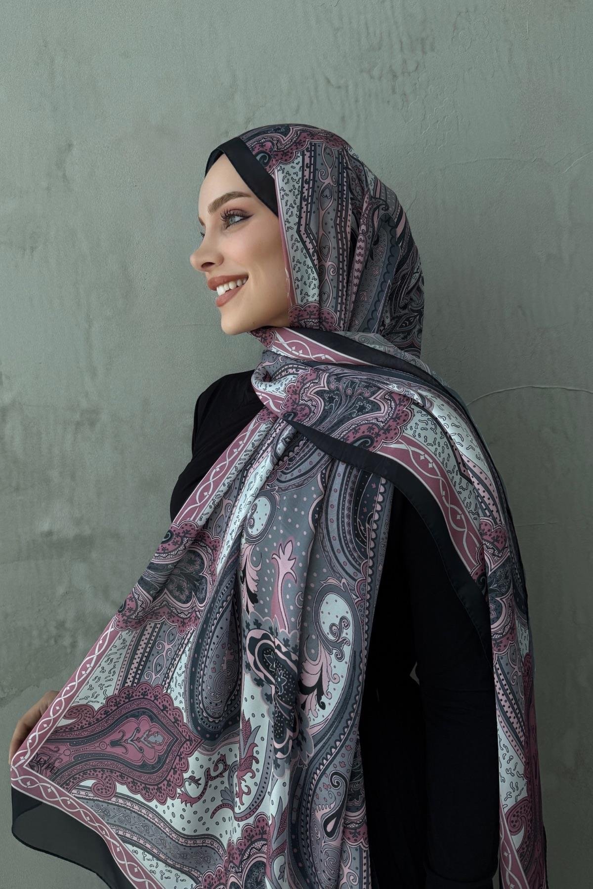 Lila Mahra Otantik Hint İpeği Şal