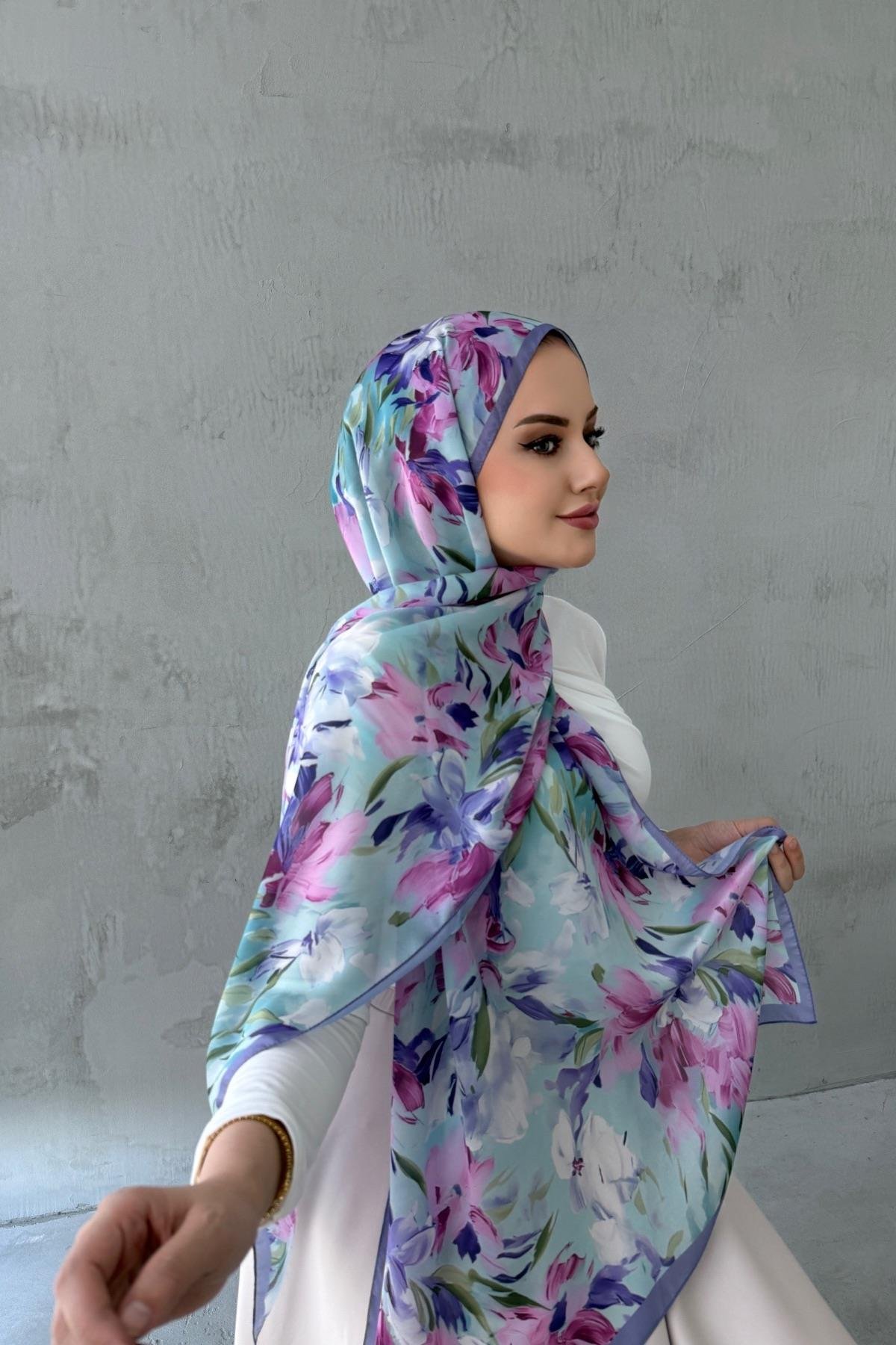 Lila Piraye Hint İpeği Şal