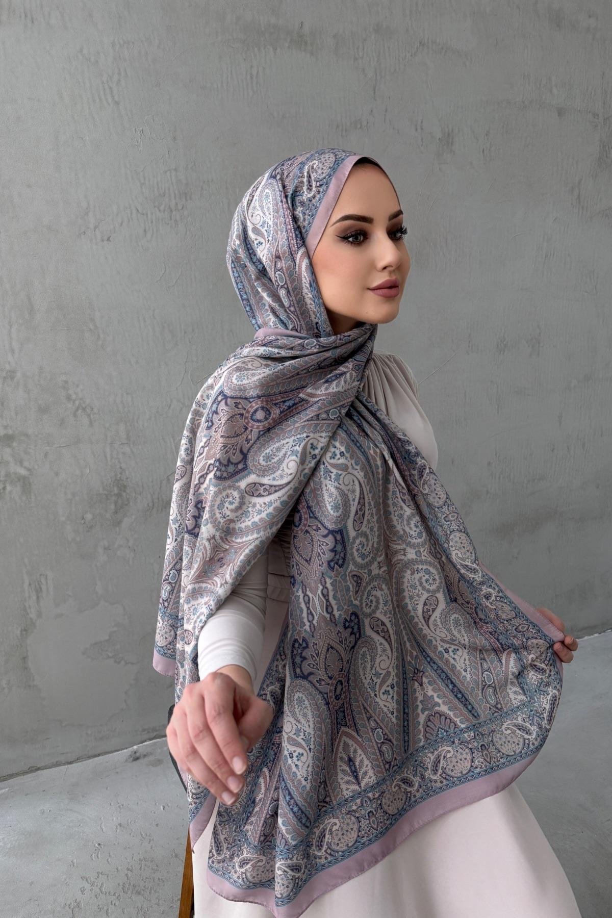 Lila&Lacivert Milena Modal İpek Şal