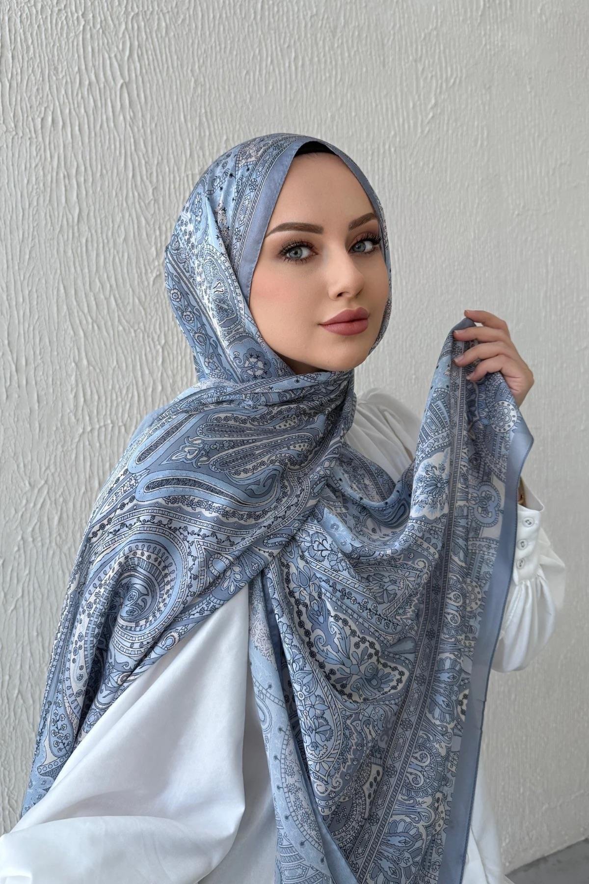 Mavi Etro Otantik Hint İpeği Şal