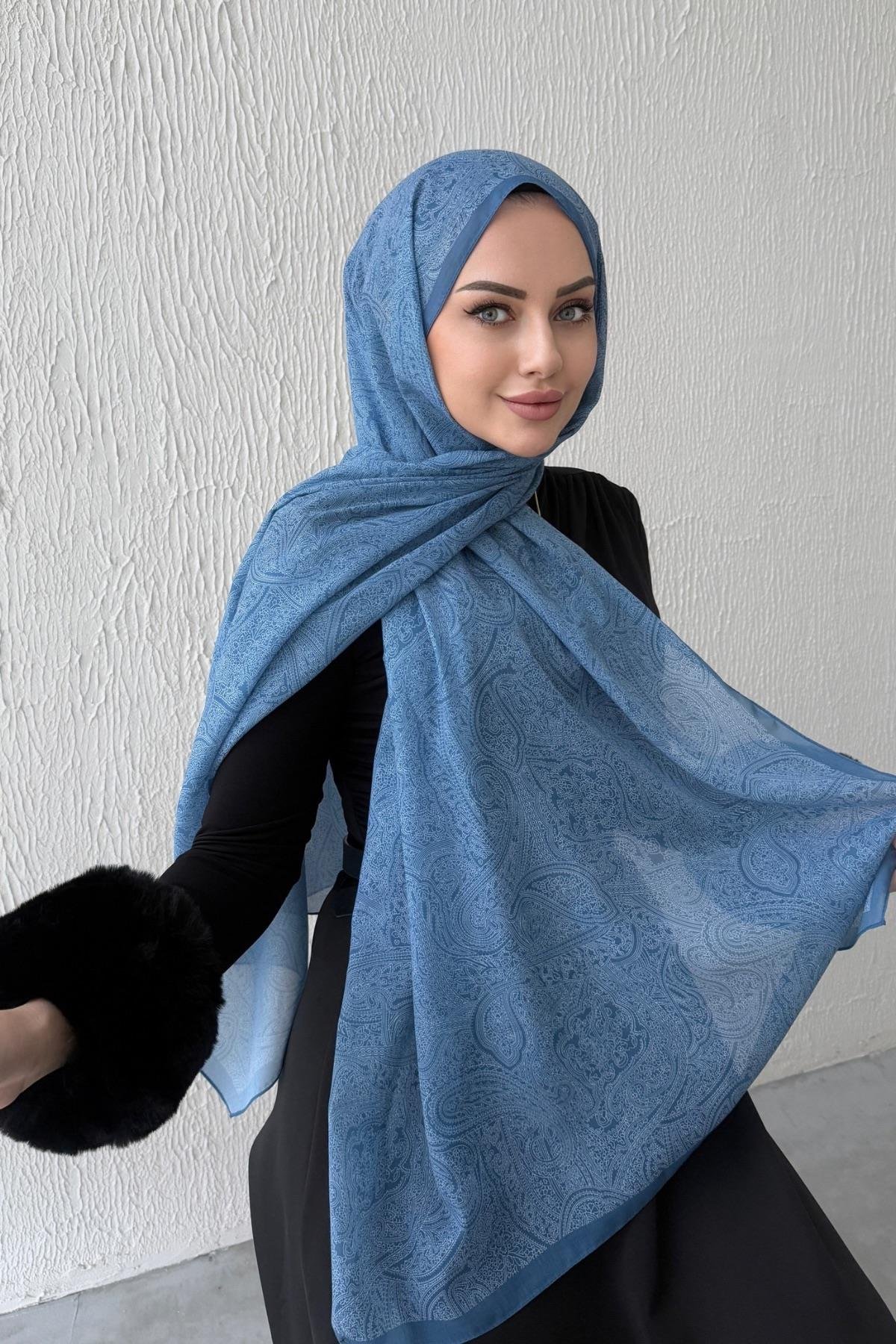 Mavi Harmoni Modal İpek Şal