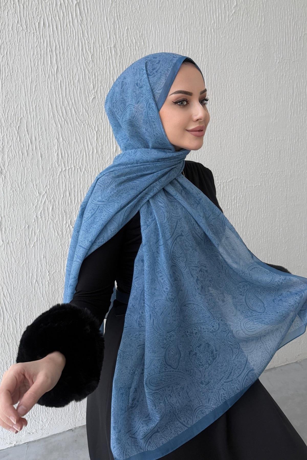 Mavi Harmoni Modal İpek Şal