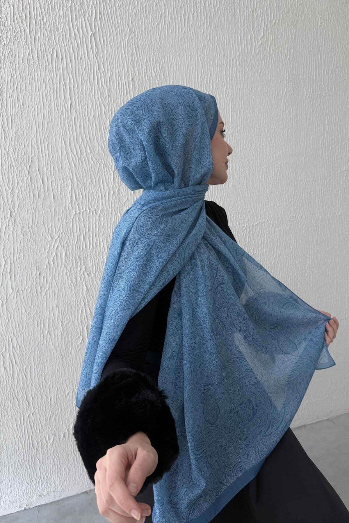 Mavi Harmoni Modal İpek Şal