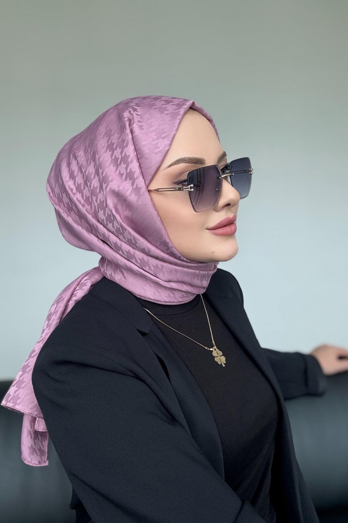 Minimal Kazayağı İpeksi Jakar Şal Gül Kurusu