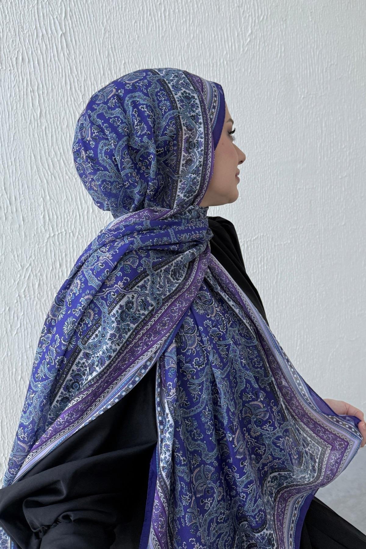 Mor Bohem Modal İpek Şal  