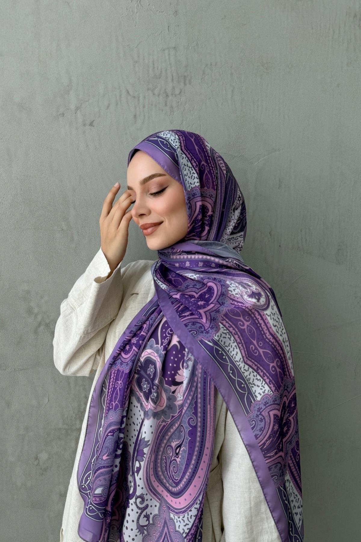 Mor Mahra Otantik Hint İpeği Şal