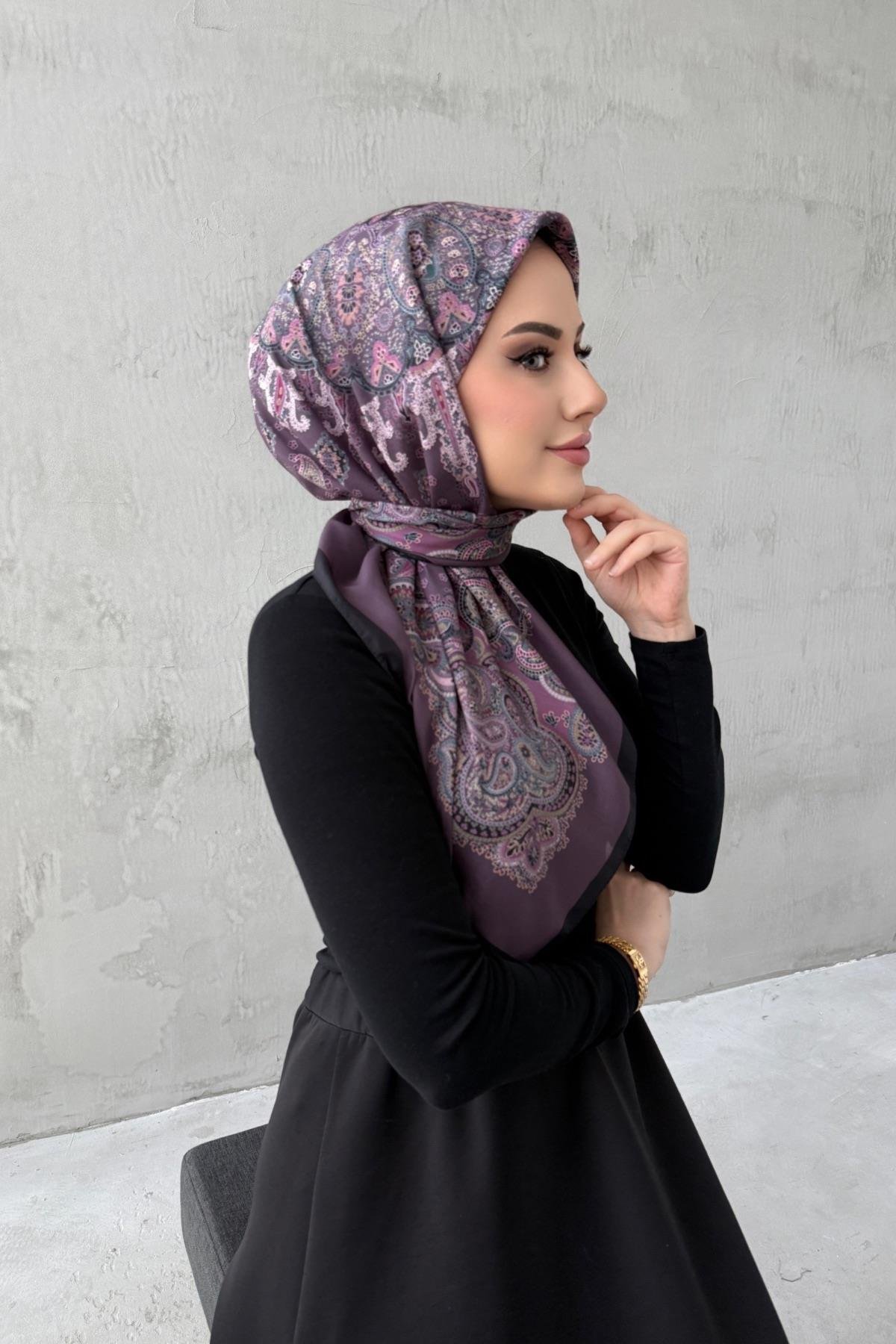 Mor Mira Bohem Modal İpek Eşarp