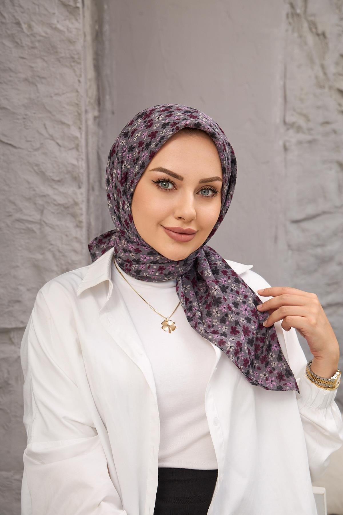 Mor Yonca Naturel Eşarp