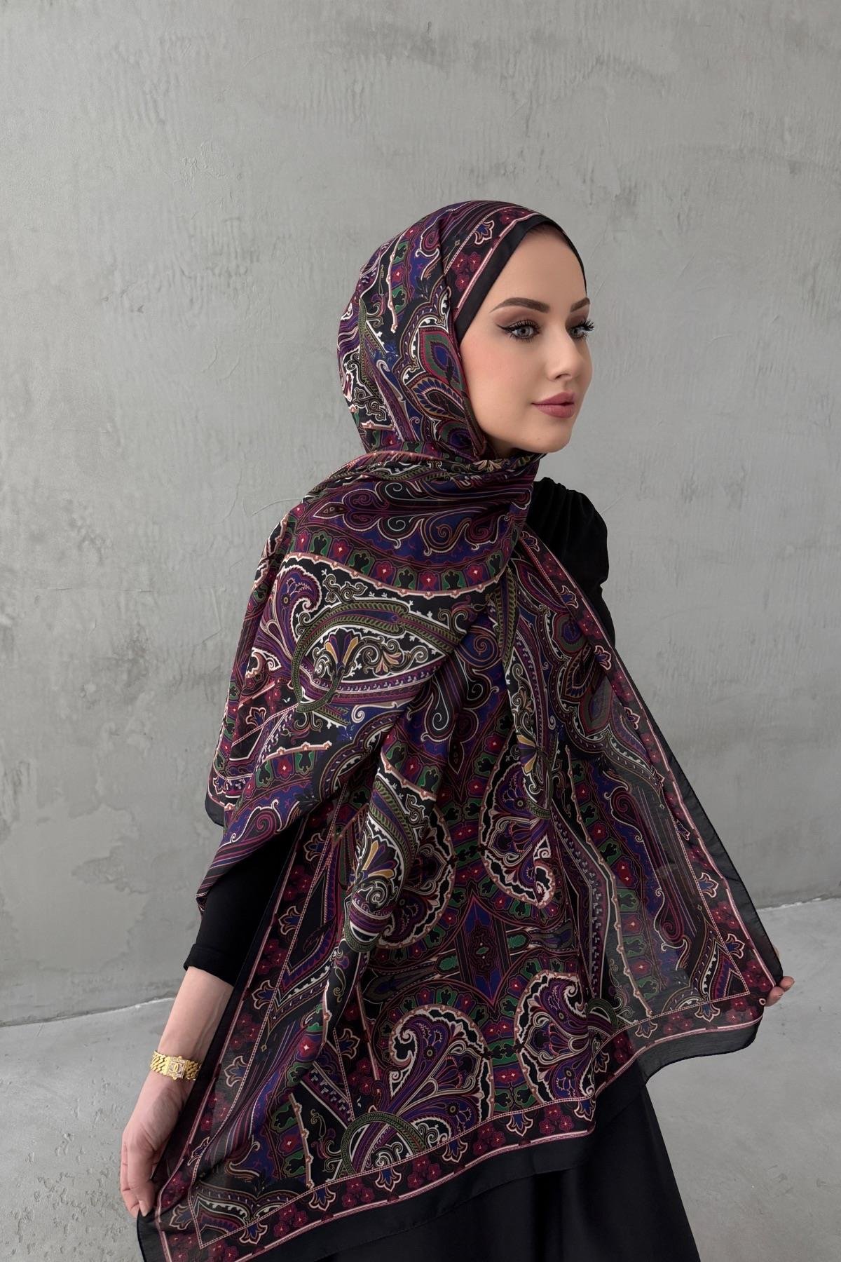 Mürdüm Beren Bohem Modal İpek Şal