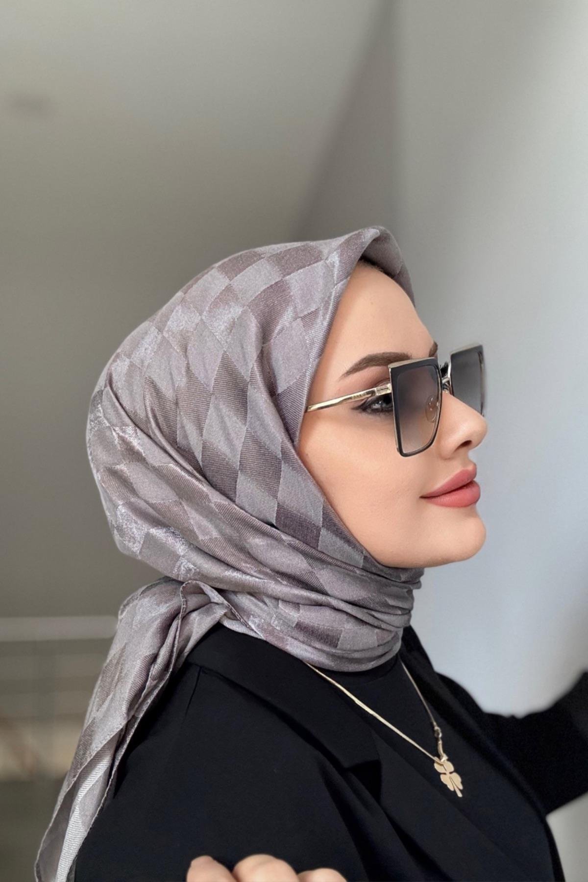 Pamuk Jakar Dama Eşarp Gri