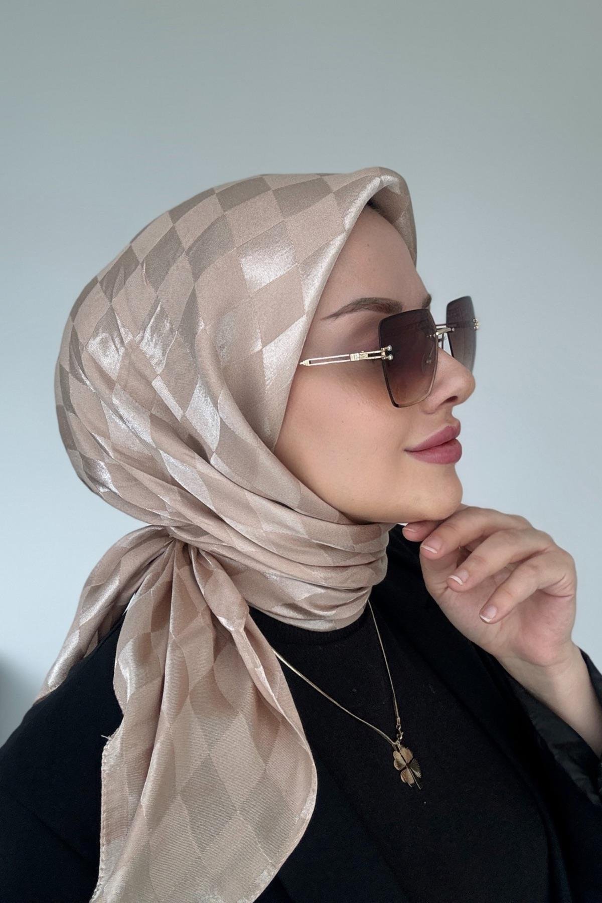 Pamuk Jakar Dama Eşarp Vizon