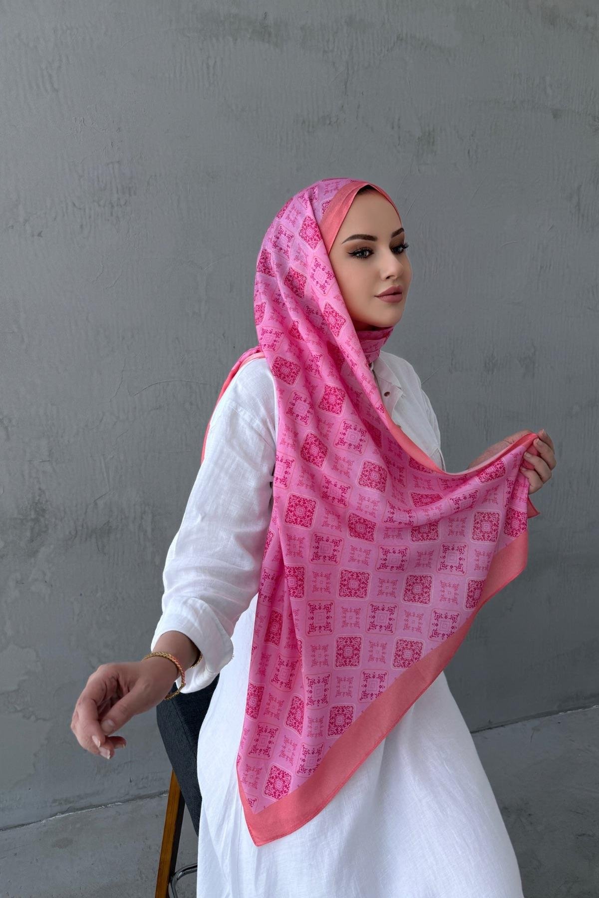 Pink Koza %100 Pamuk Şal 3