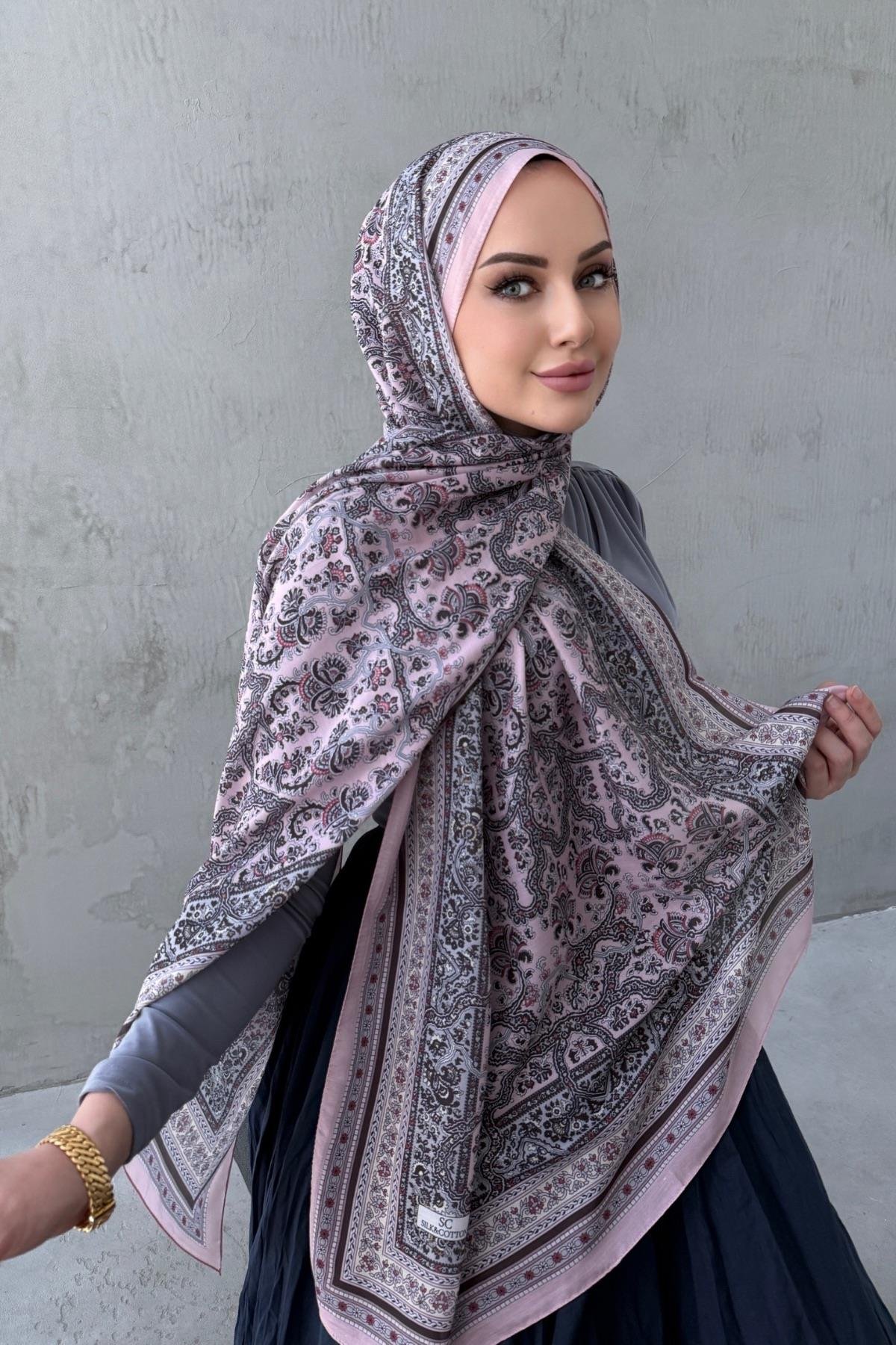 Pudra Bohem Modal İpek Şal