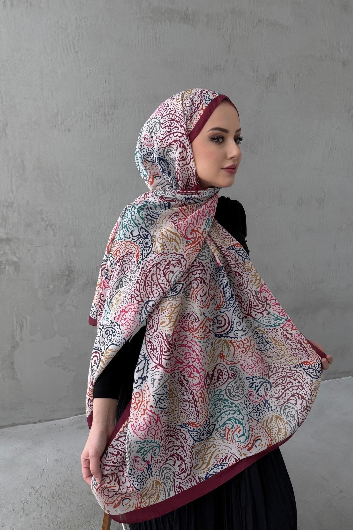 Renkli Alaca Bohem Modal İpek Şal