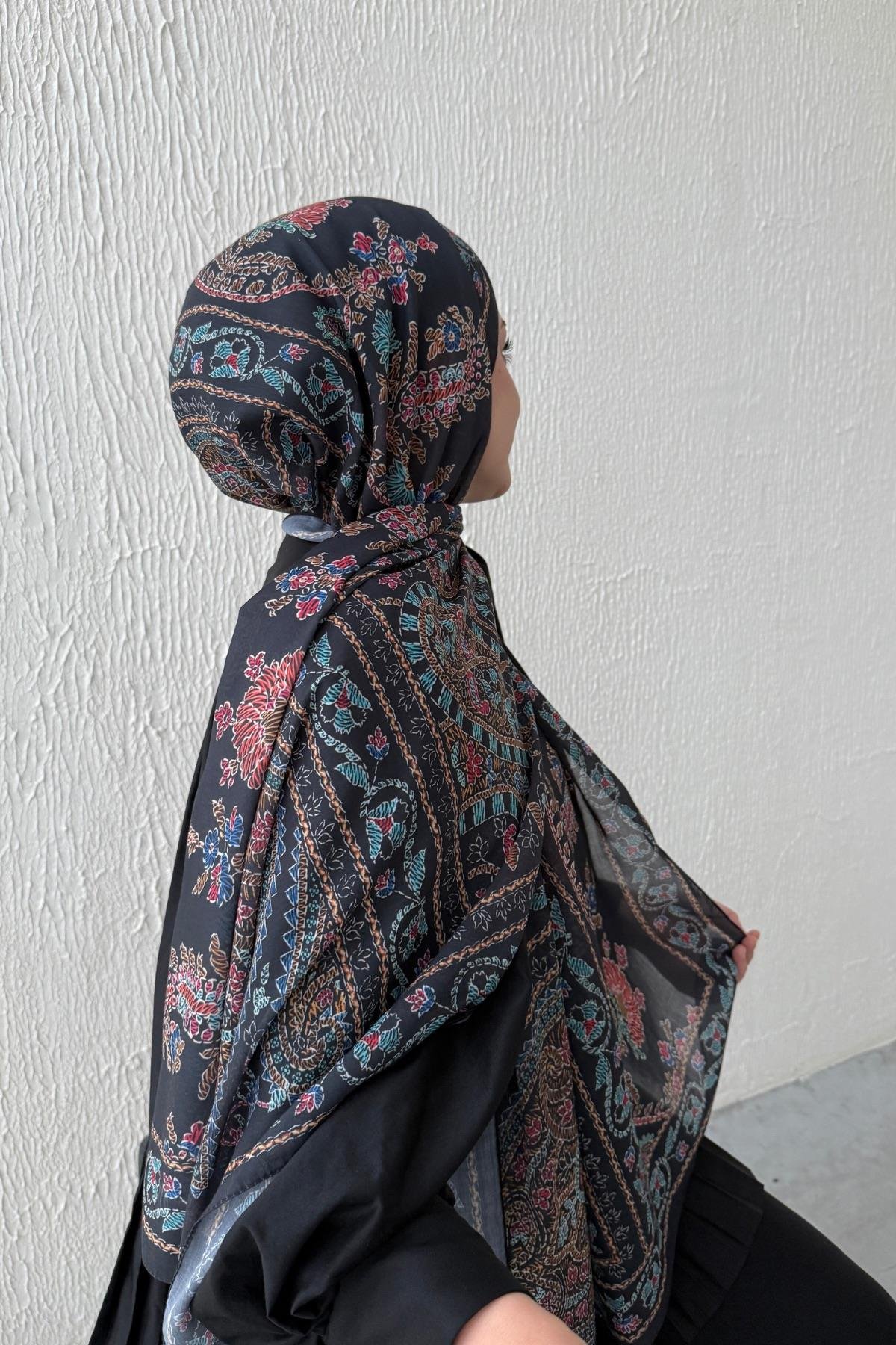 Renkli Mihrimah Bohem Modal İpek Şal  