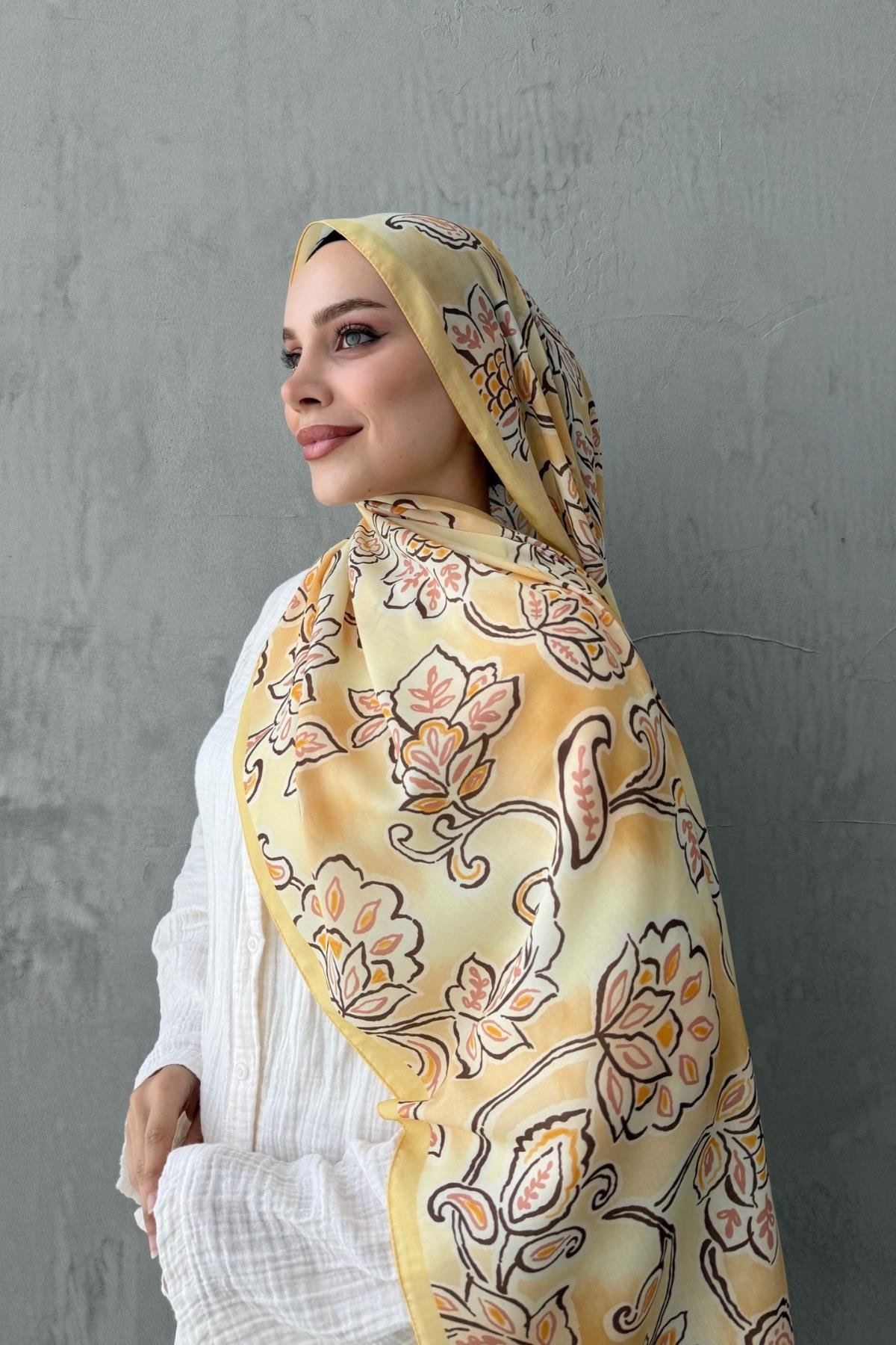 Sarı Gardenia Modal İpek Şal