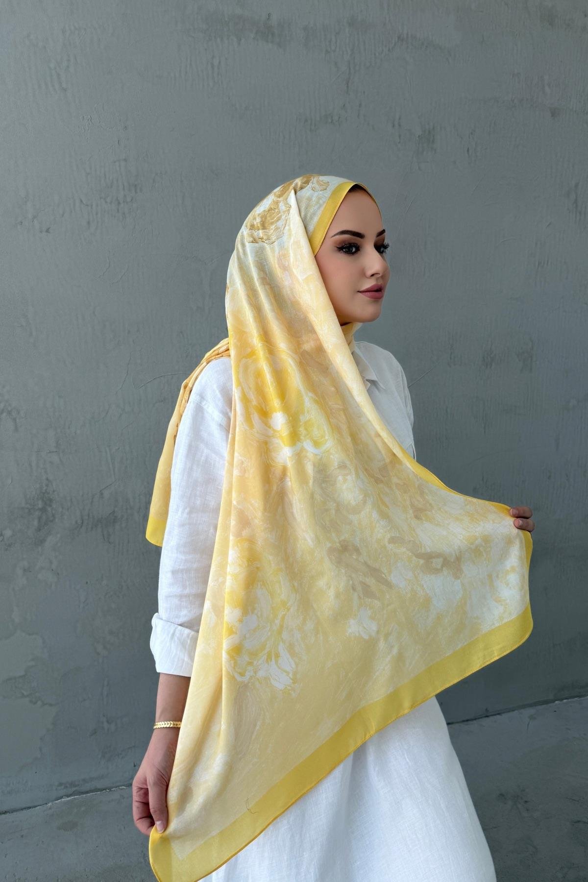 Sarı Tual Koza %100 Pamuk Şal