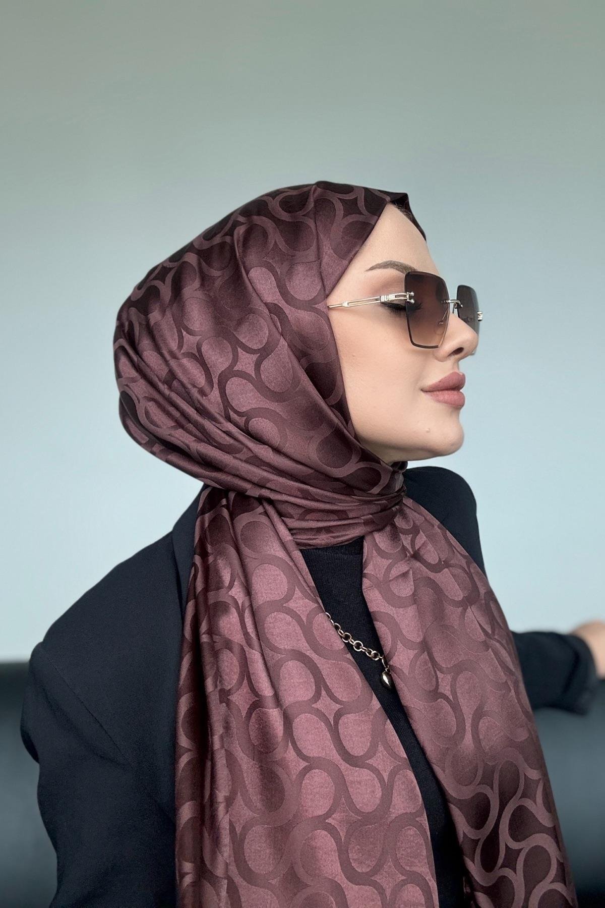 Sarmal İpeksi Jakar Şal Kahverengi