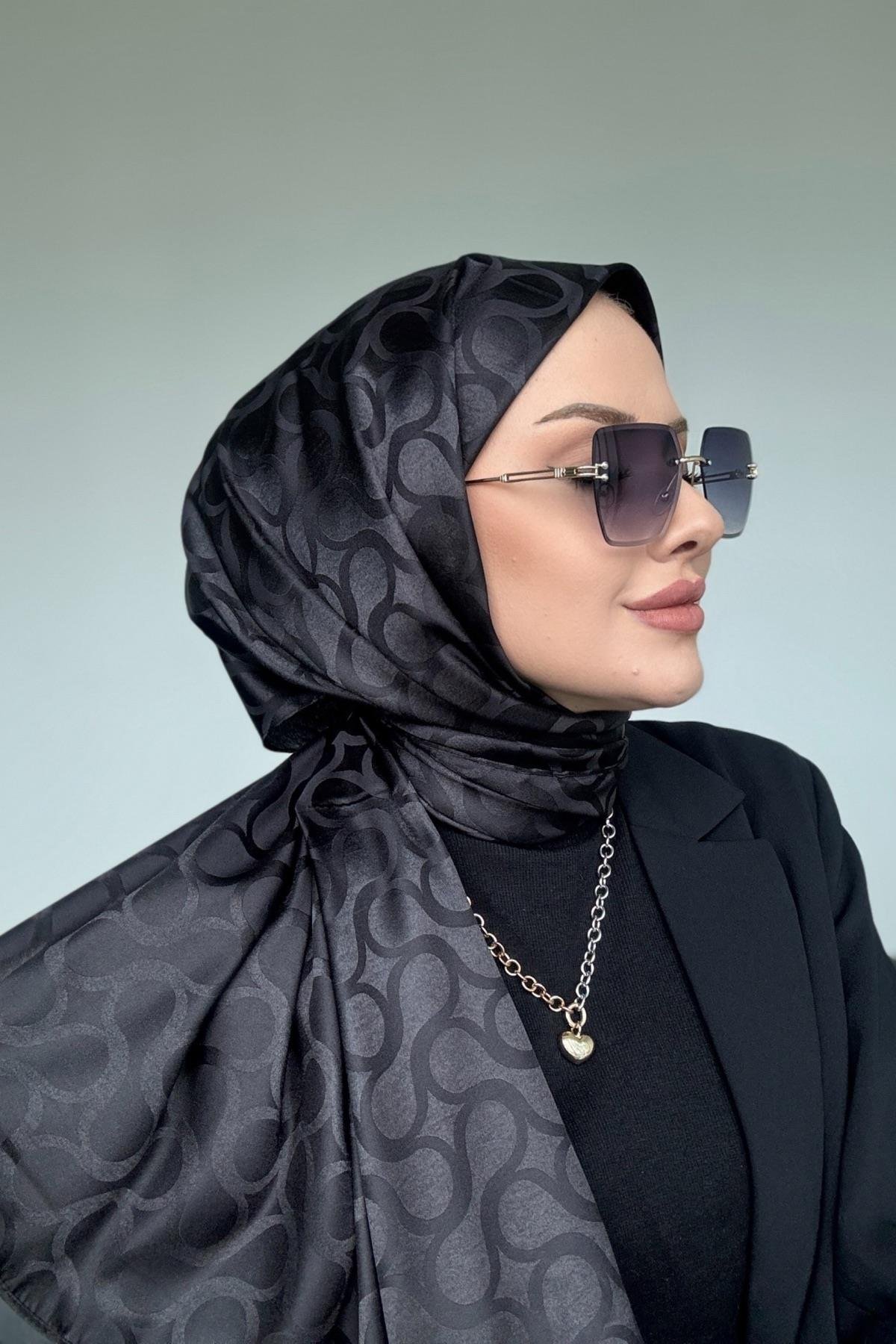 Sarmal İpeksi Jakar Şal Siyah