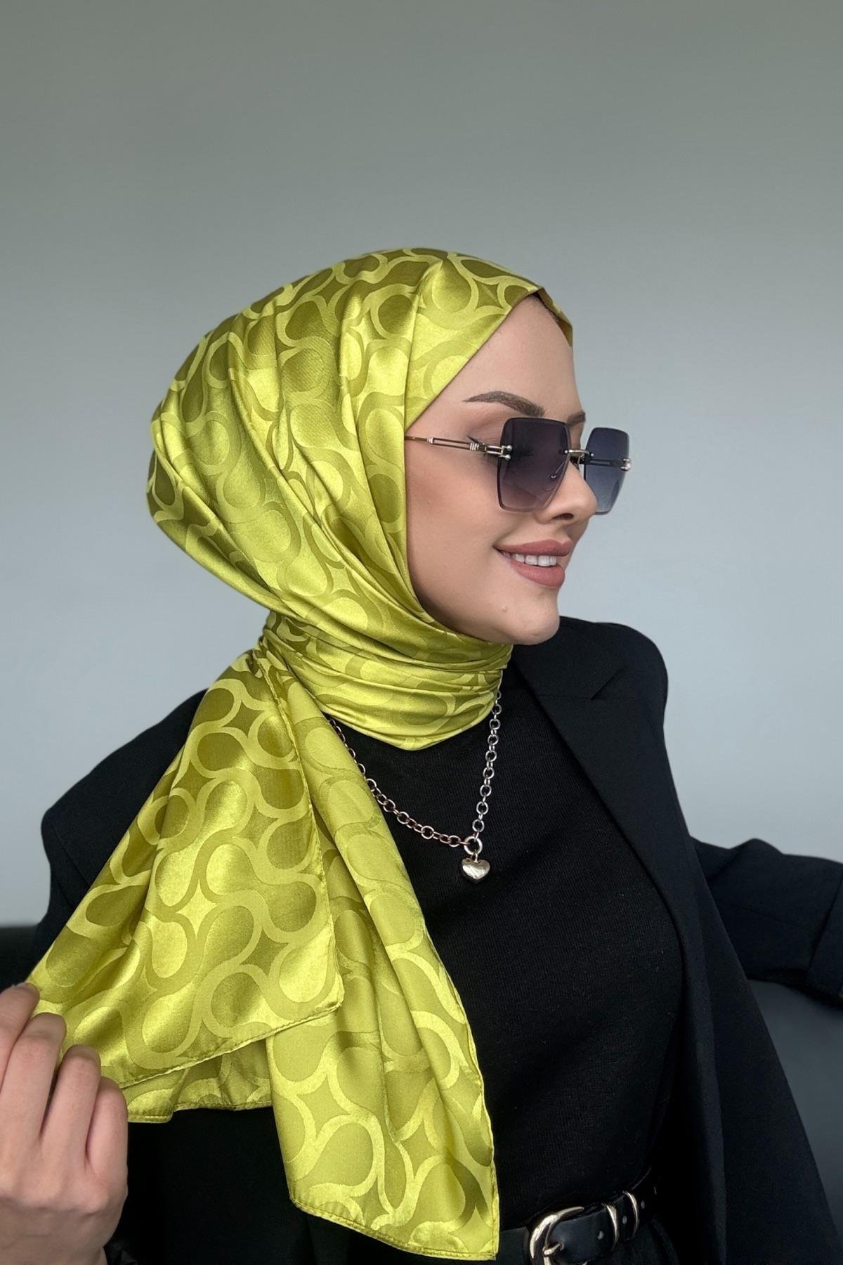 Sarmal İpeksi Jakar Şal Yağ Yeşili