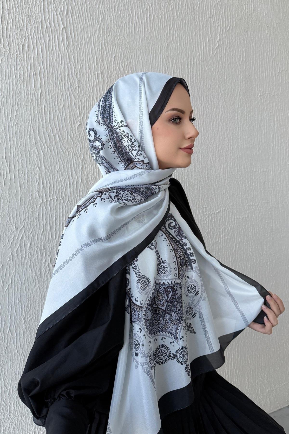 Siyah Etro Etnik Vual İpek Şal 