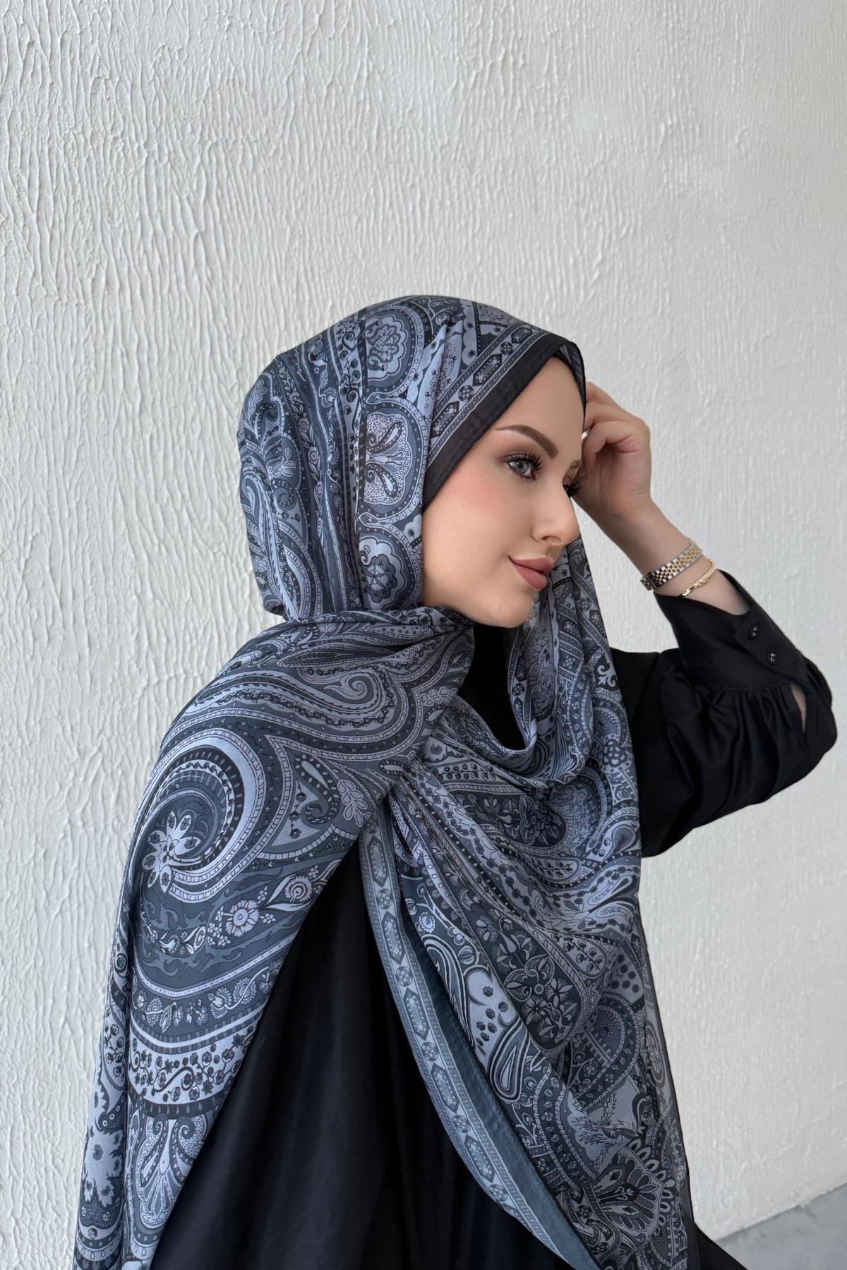 Siyah Etro Otantik Hint İpeği Şal