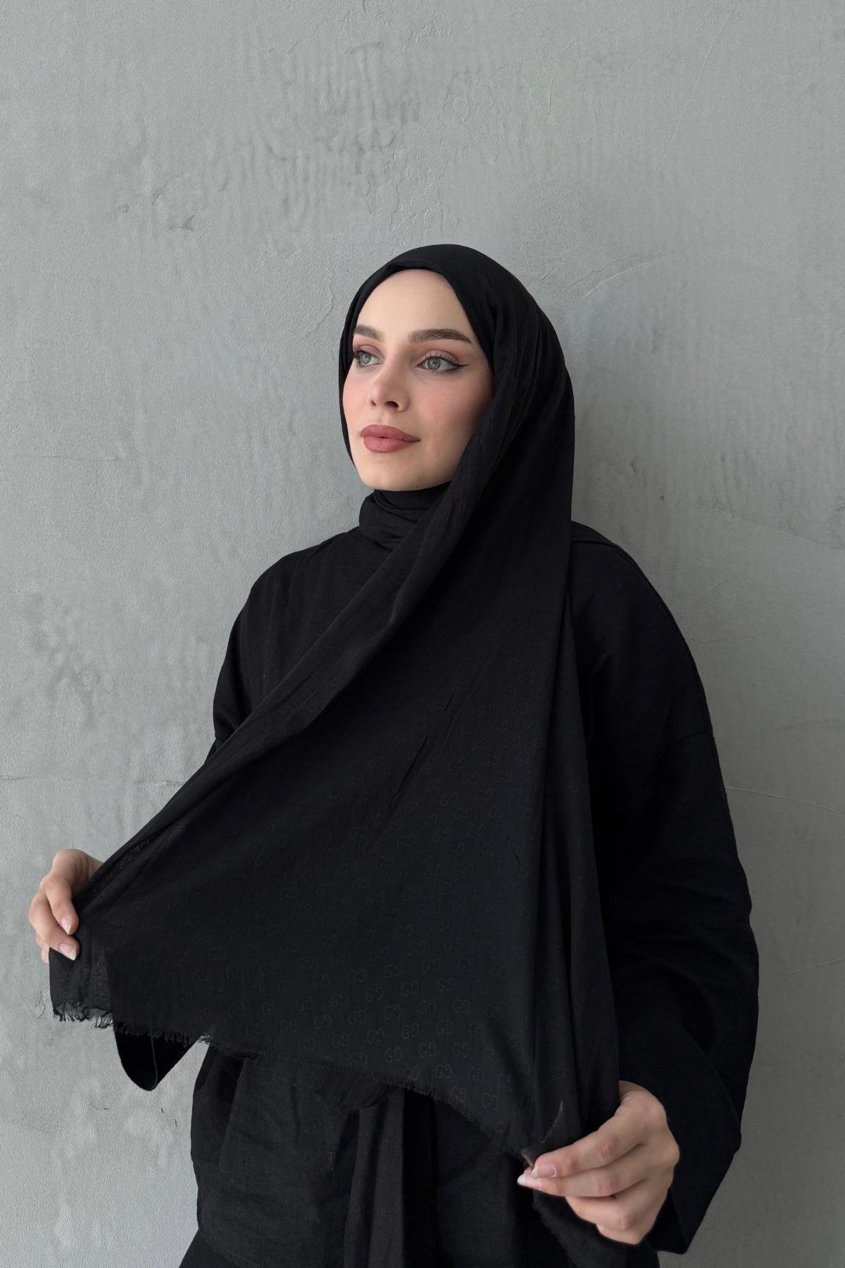 Siyah Gcci Fresh Pamuk Şal