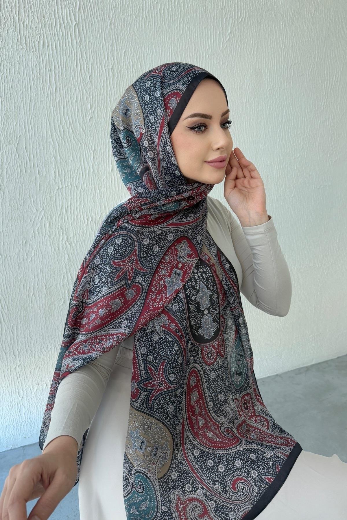 Siyah Hercai Otantik Hint İpeği Şal