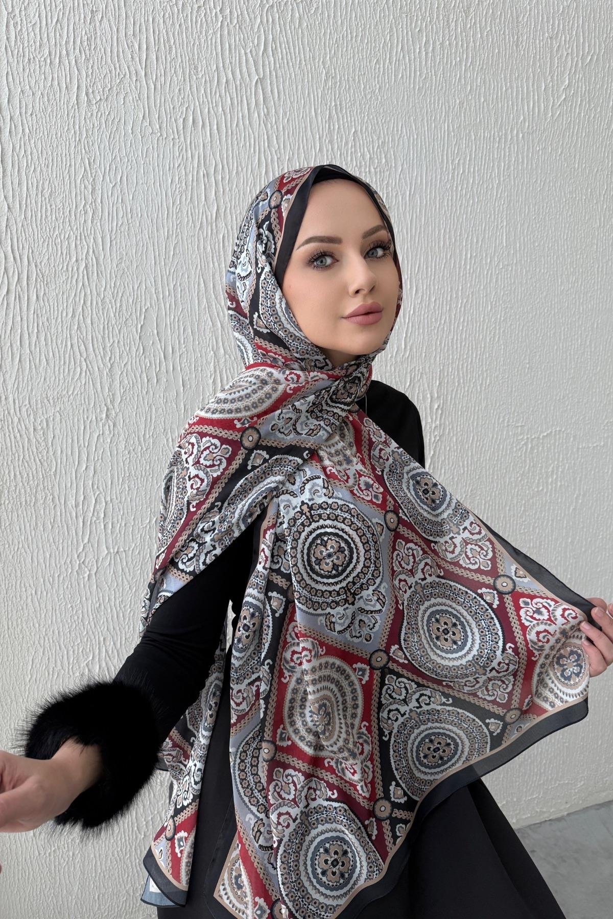 Siyah Kösem Hint İpeği Şal