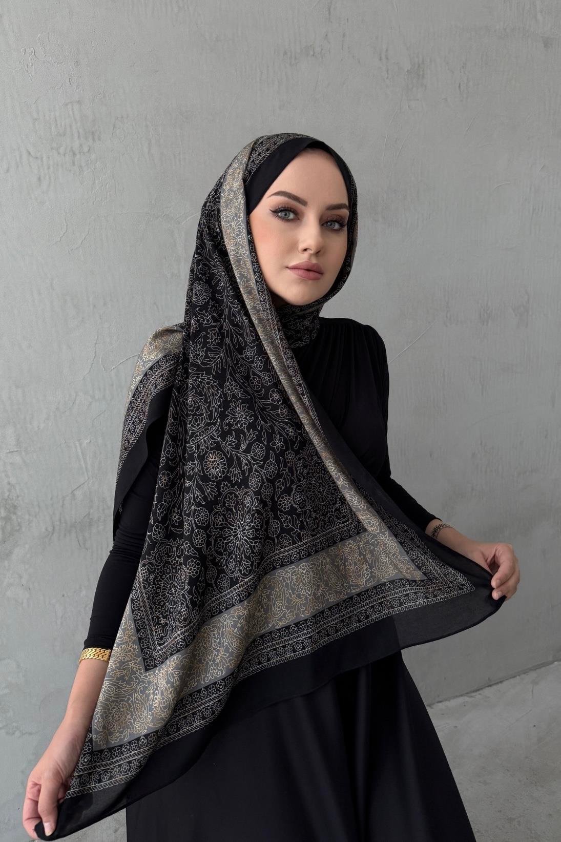 Siyah Maaren Koza %100 Pamuk Şal