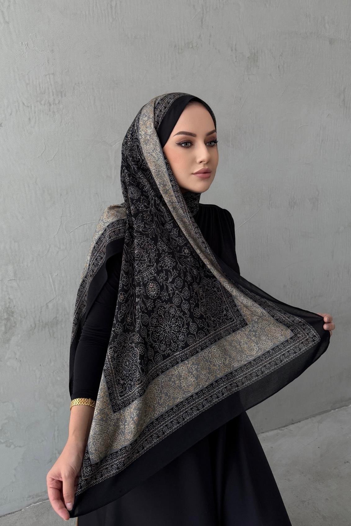 Siyah Maaren Koza %100 Pamuk Şal