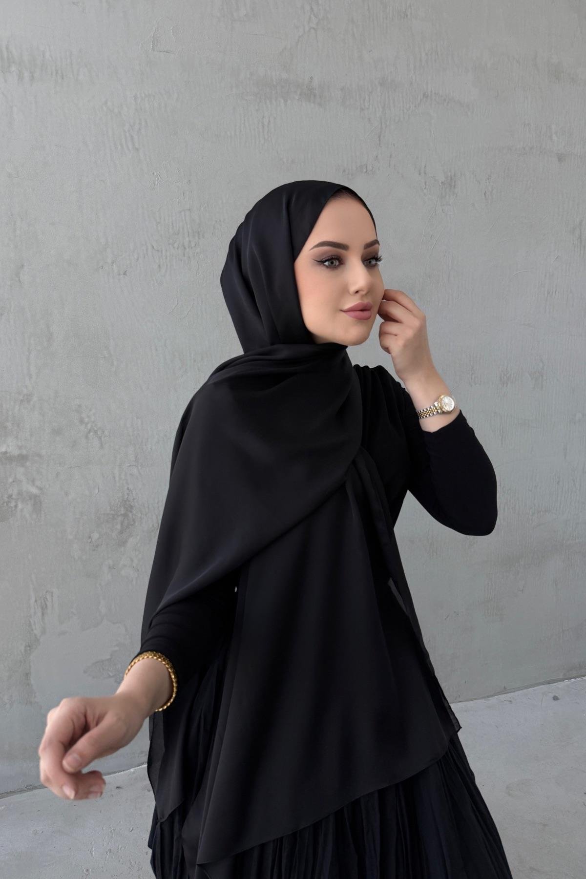 Siyah Nare Hint İpeği Şal