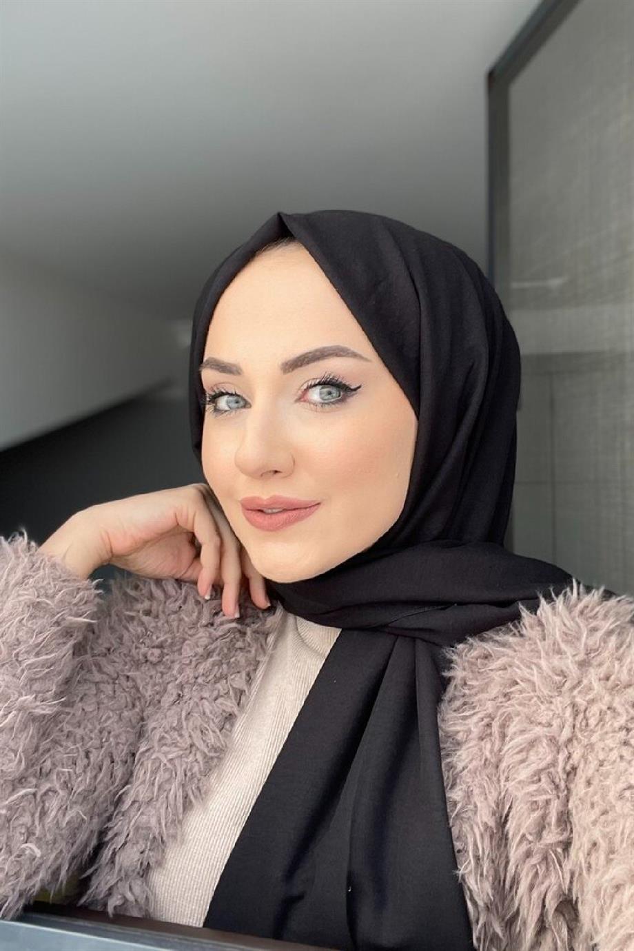 Siyah Pamuk Caz Şal