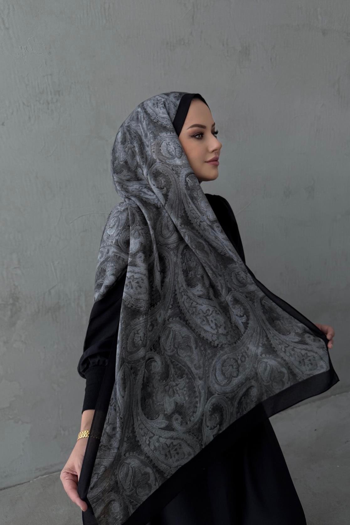 Siyah Perla Koza %100 Pamuk Şal
